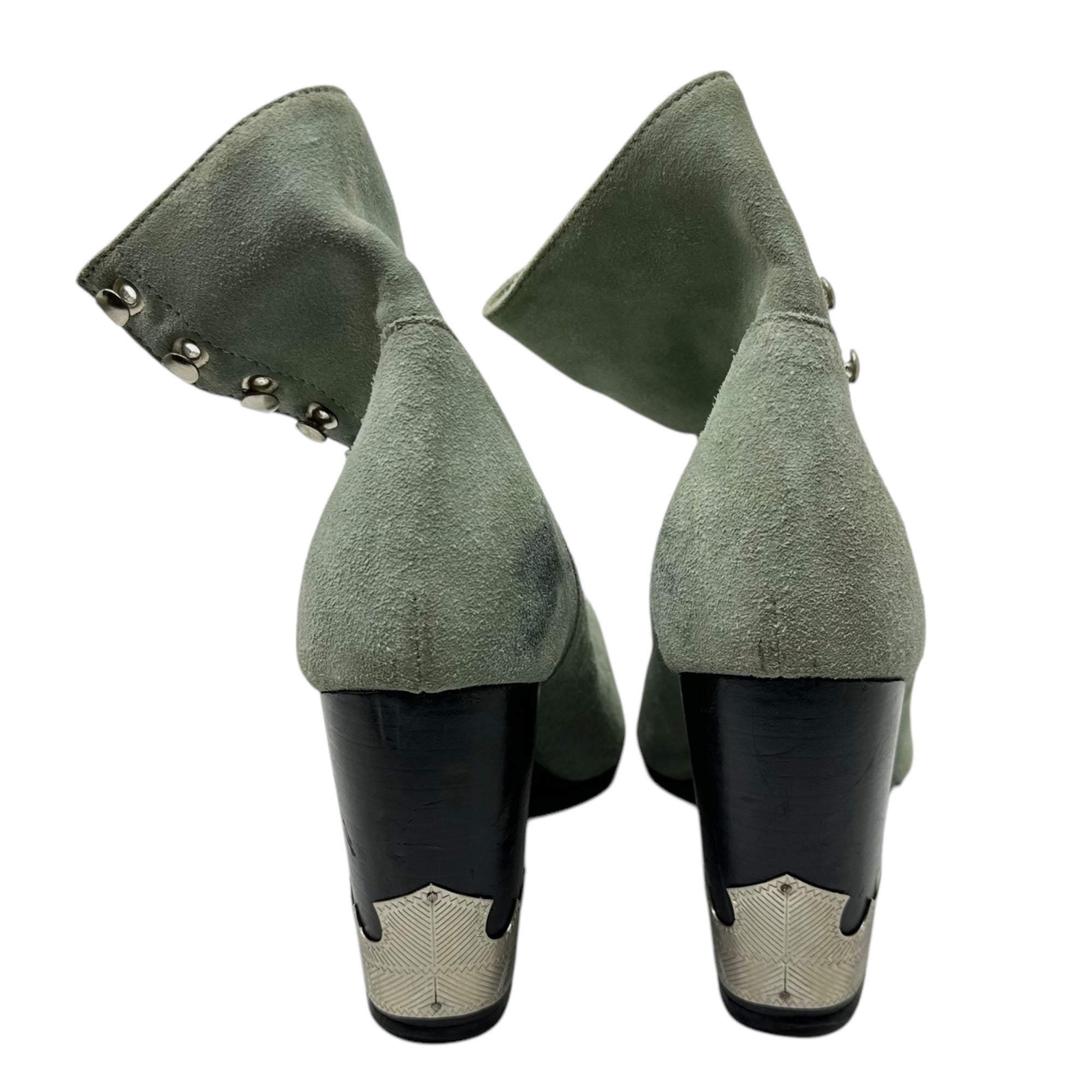 TOGA PULLA(トーガプルラ) western suede lace-up boots ウエスタン スウェード レザー レースアップ ブーツ 37(23.5cm) ミント グリーン ヒール