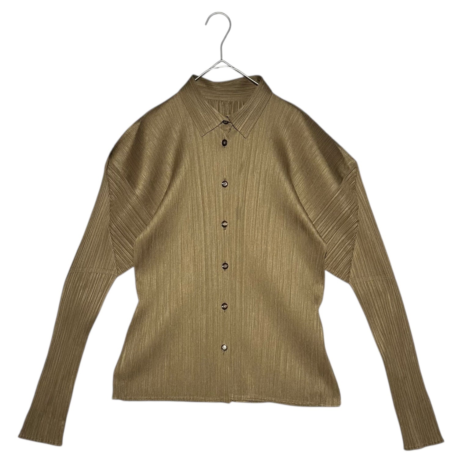 PLEATS PLEASE(プリーツプリーズ) Pleated L/S Shirt Blouse プリーツ 長袖 シャツ ブラウス PP93-JK055 3(L程度) カーキ