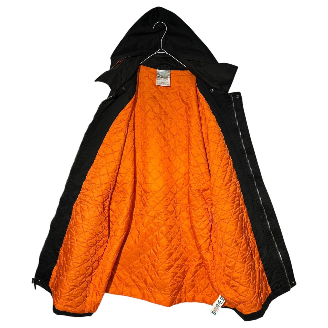 adidas(アディダス) 90's back logo hooded jacket バックロゴ フーデット ジャケット L ブラック×オレンジ 万国旗タグ 90年代