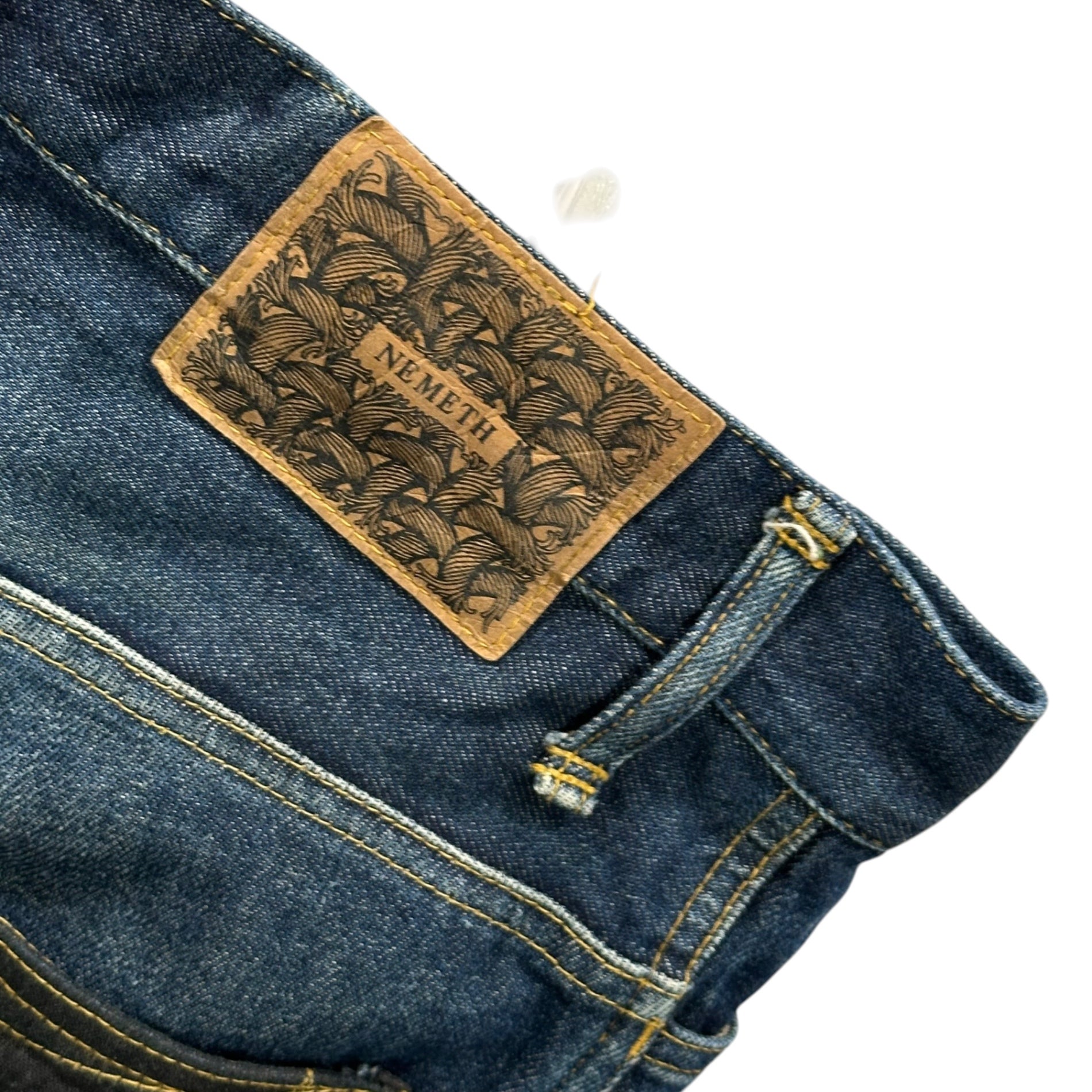 Christopher Nemeth(クリストファーネメス) 00's Yellow-Stitch Cropped Denim Pants イエローステッチ クロップド デニム パンツ 733 S インディゴ×ブラック×イエロー