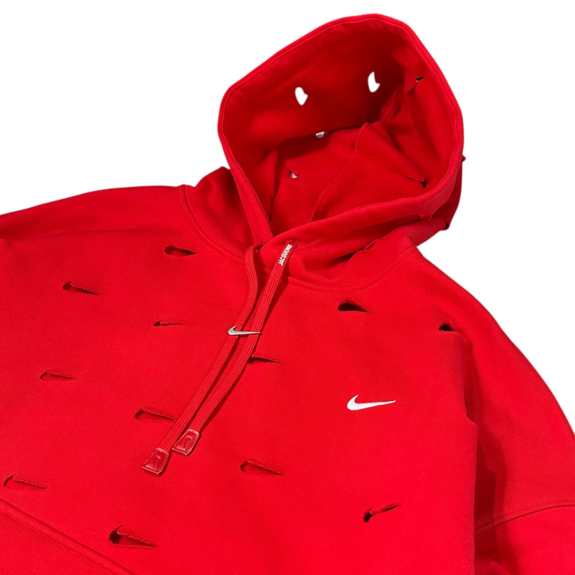 NIKE×JACQUEMUS(ナイキ×ジャックムス) Nrg He L/S Hoodie ロゴ 穴空き プルオーバー パーカー FJ3482-657 M レッド FJ3482-657