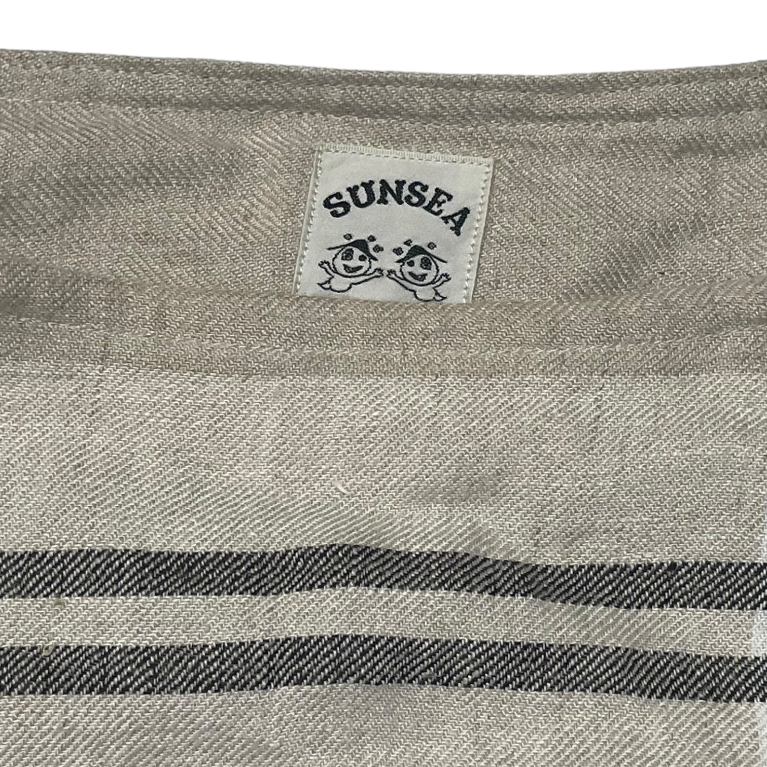 SUNSEA(サンシー) 21SS LINEN CHECK BOAT-NECK SHIRT リネン チェック ボートネック シャツ 長袖 カットソー SIZE 2(M) アイボリー×ブラック