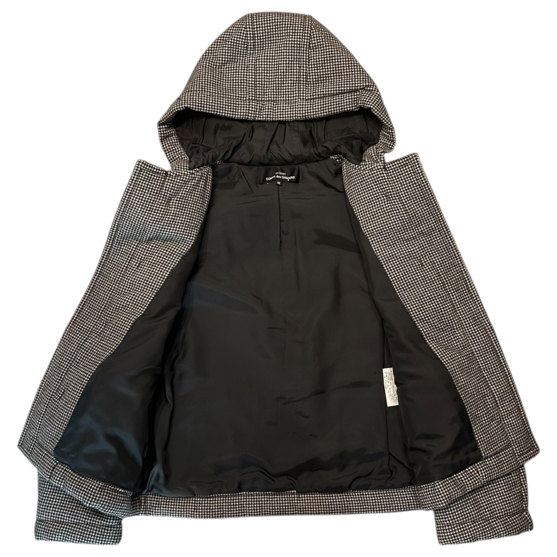 tricot COMME des GARCONS(トリココムデギャルソン) 10AW Quilted Short Duffle Coat with Chidori Pattern 中綿 千鳥柄 ショート ダッフル コート TF-C013 M ブラック×ホワイト AD2010