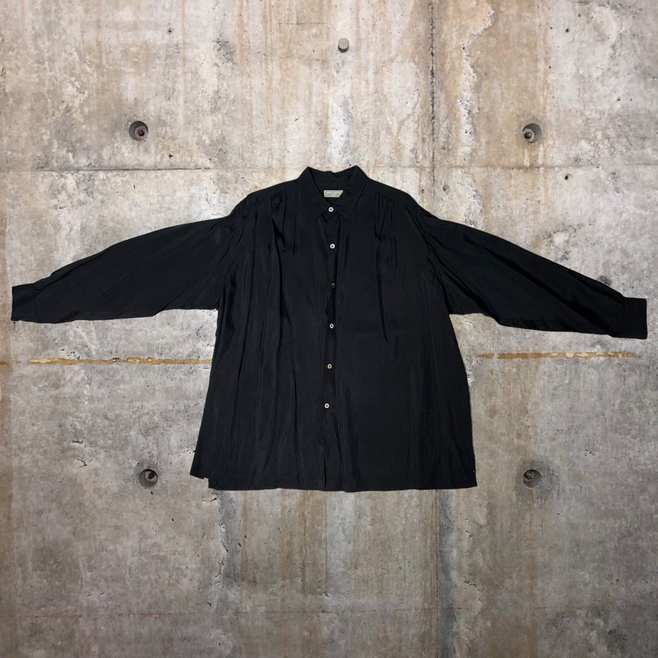 COMME des GARCONS HOMME(コムデギャルソンオム) 80's wide silhouette rayon shirt/ワイドシルエットレーヨンシャツ/80年代/ヴィンテージ HB-050500 FREE ブラック 川久保玲本人期