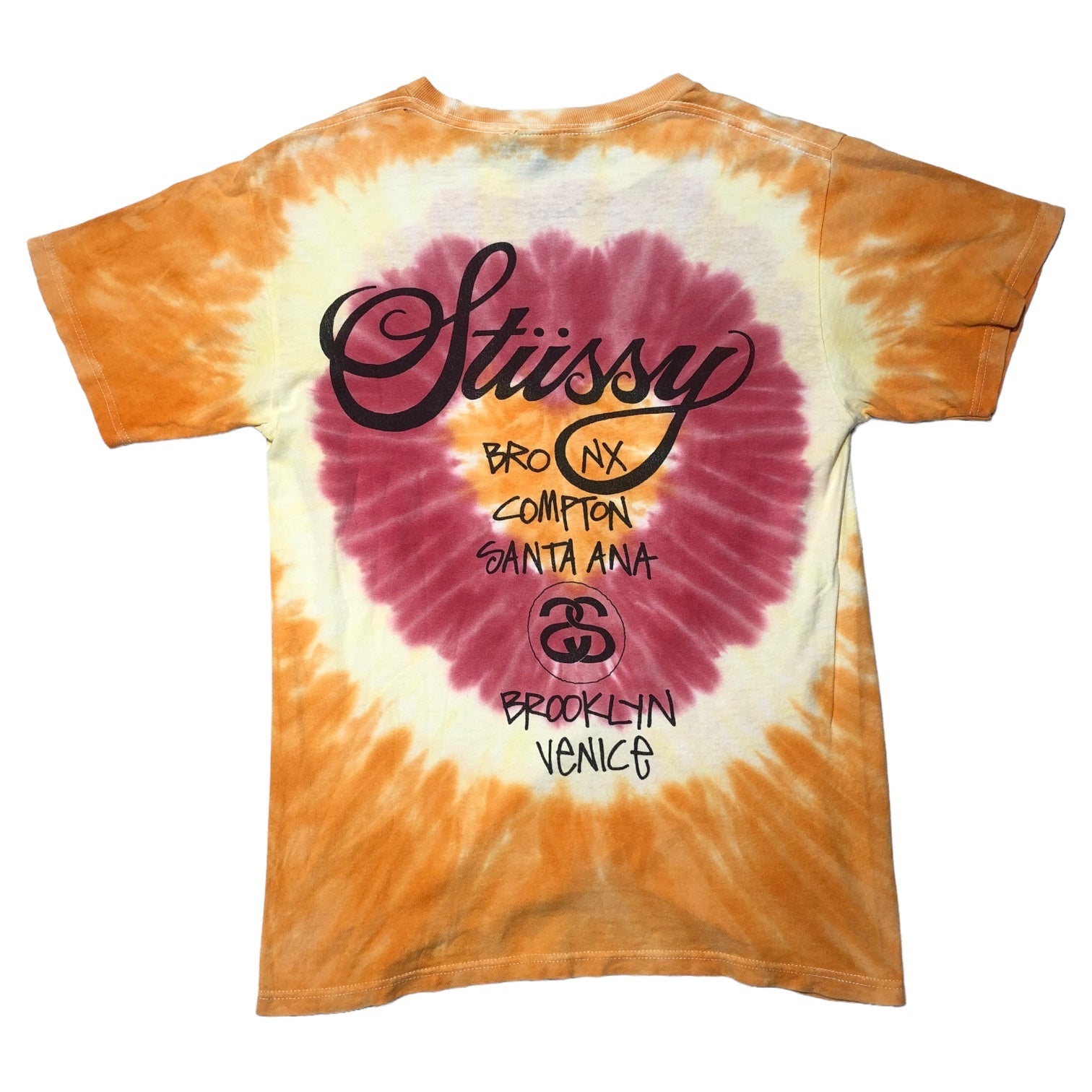 STUSSY(ステューシー) 00's World Tour Tie Dye T-shirt ワールドツアー タイダイ Tシャツ S オレンジ