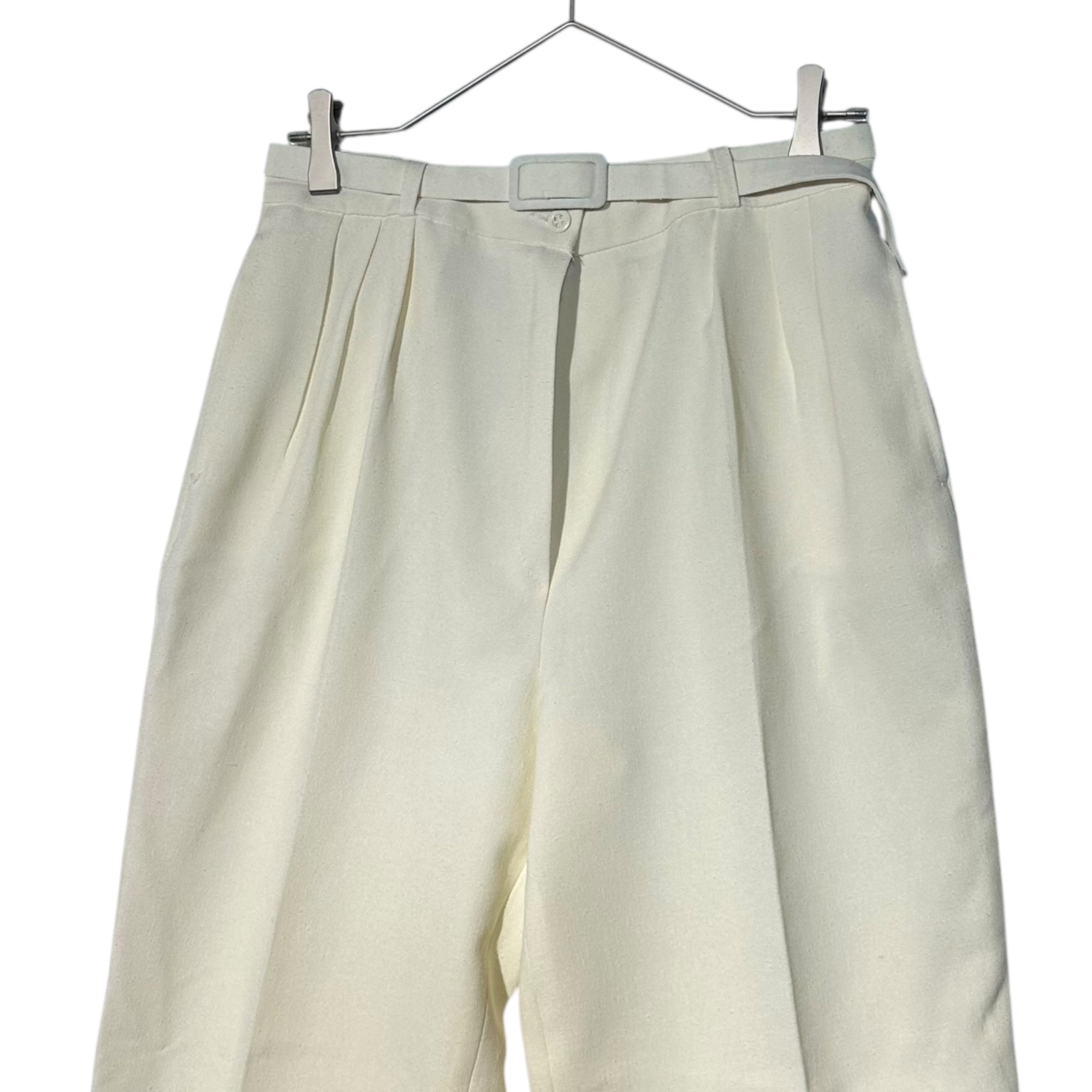 Euro Vintage(ヨーロッパヴィンテージ) Milky_60’s~ center press tac pants/センタープレスタックパンツ 表記なし(Mサイズ程度) ホワイト ベルト付属