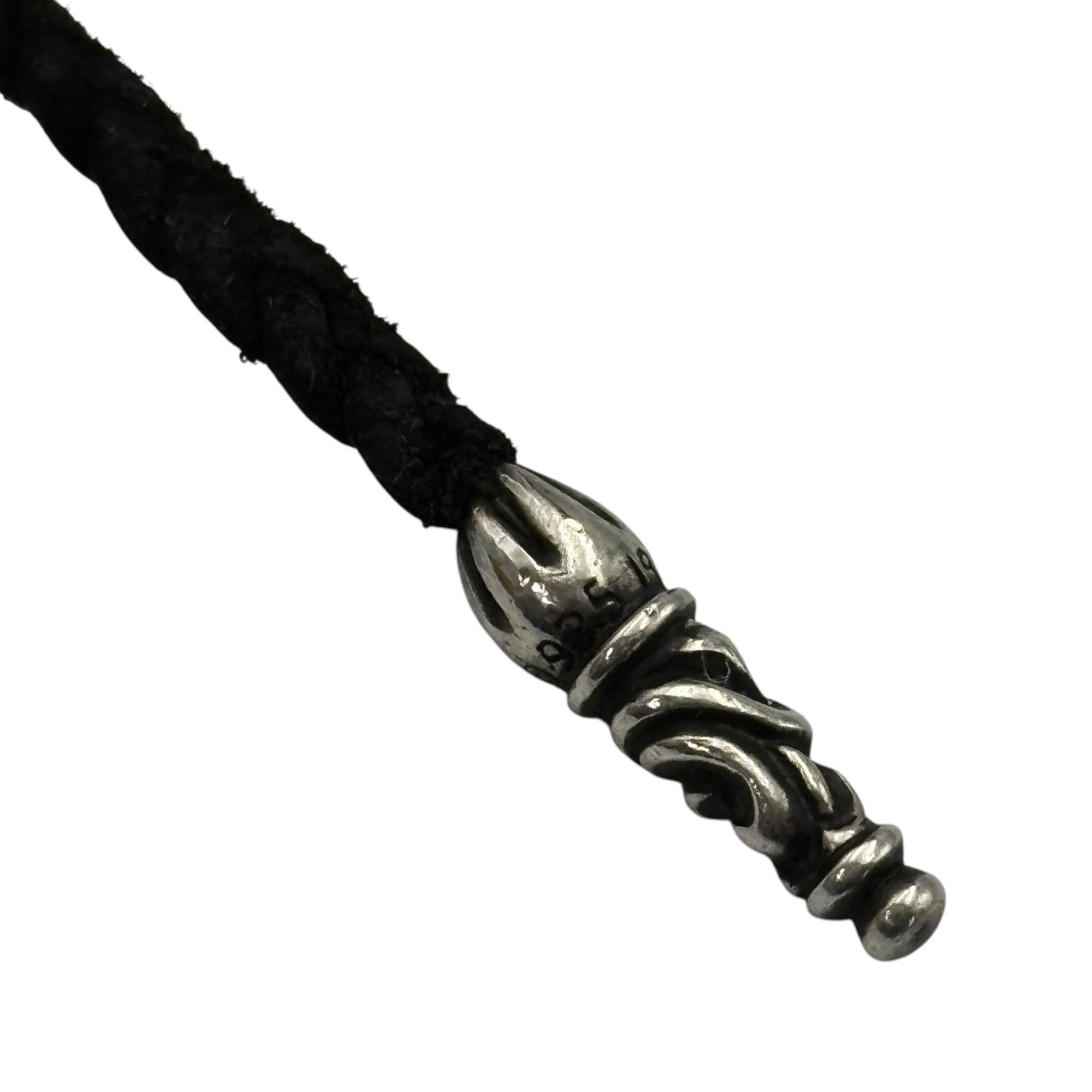 CHROME HEARTS(クロムハーツ) CAMPANA CROSS SML & LEATHER BRAID SCROLL カンパナ クロス スモール & レザー ブレイド スクロール ネックレス シルバー