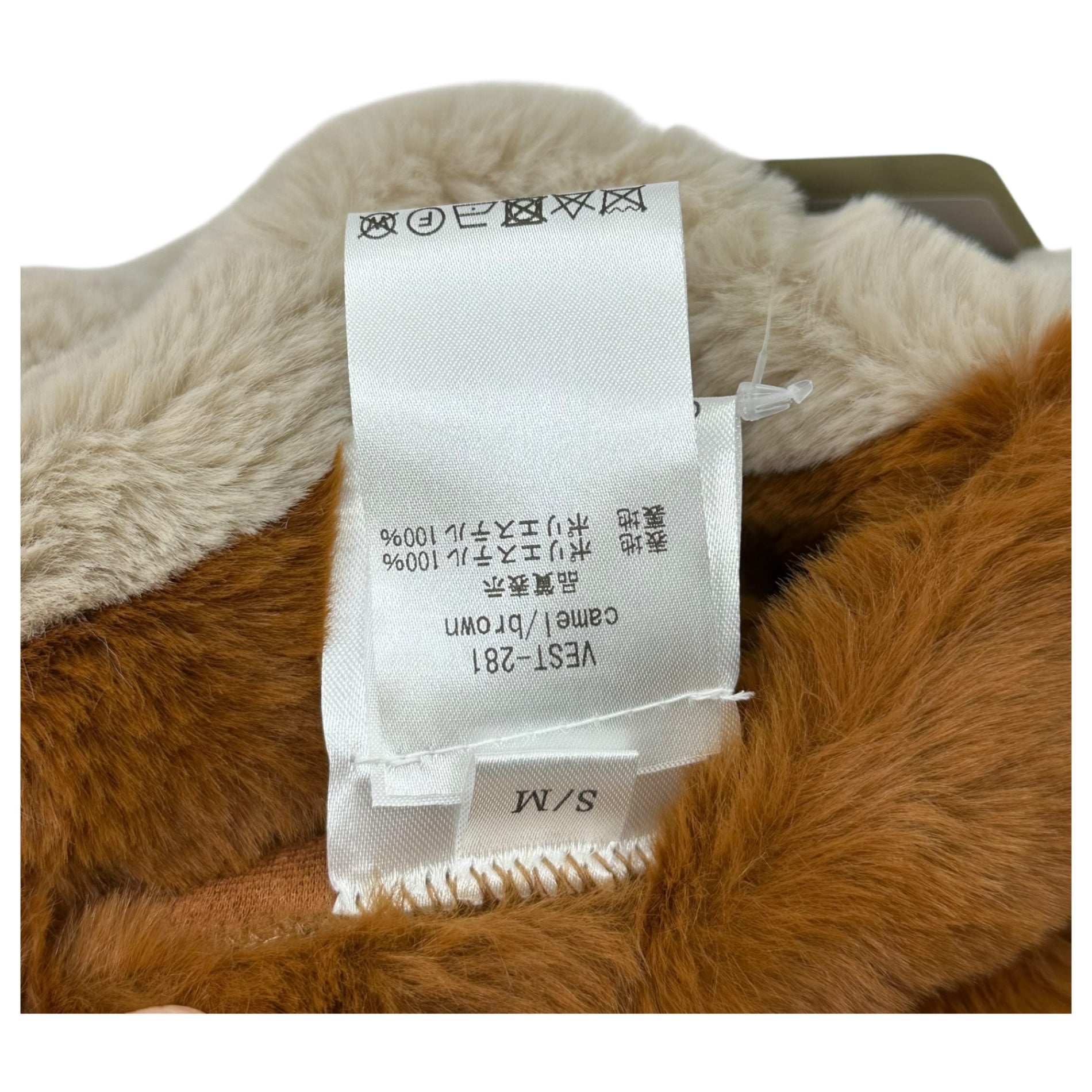 La Fiorentina(ラ・フィオレンティーナ) Long Faux Fur Reversible Vest ロング フェイクファー リバーシブル ベスト VEST-281 S/M アイボリー×ブラウン