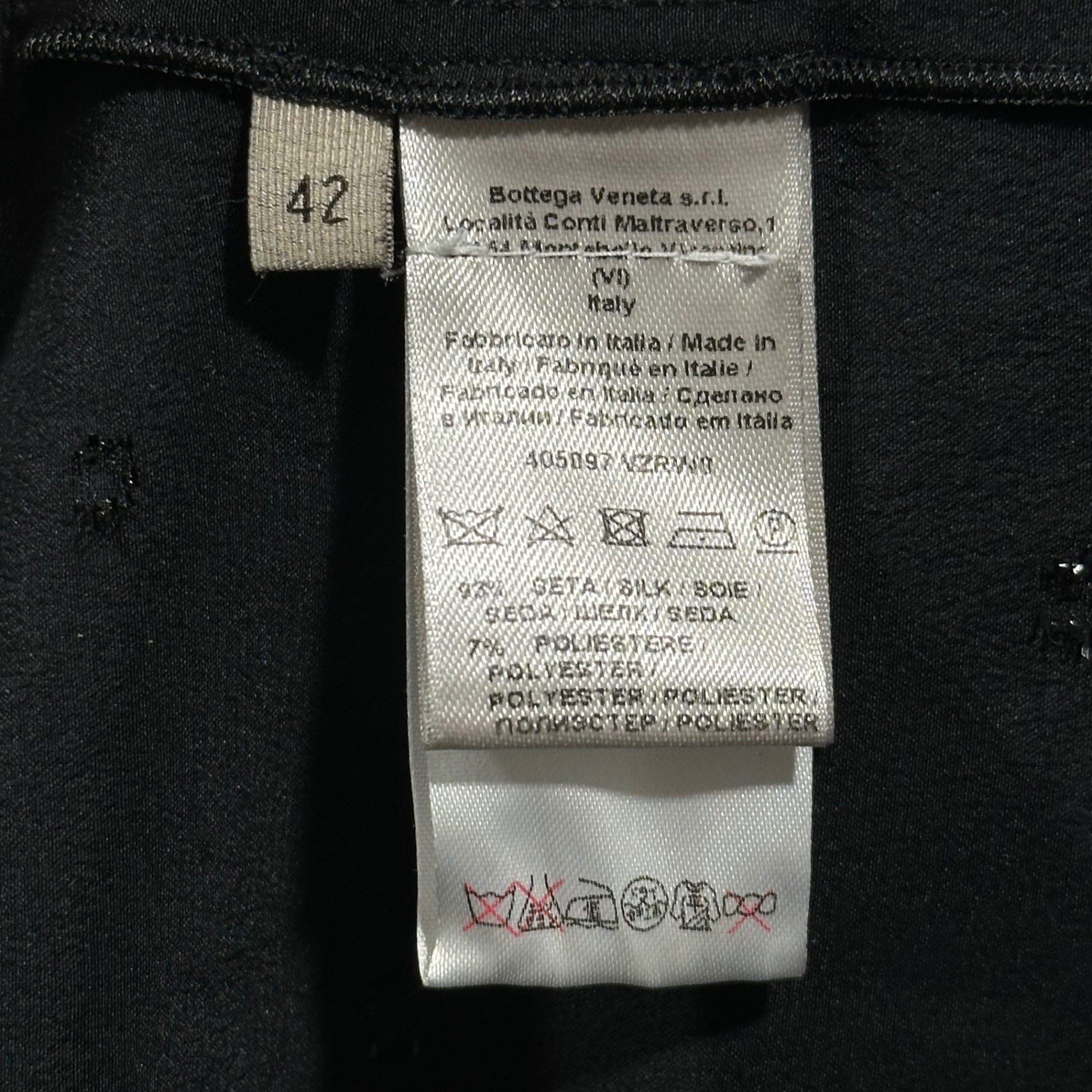 BOTTEGA VENETA(ボッテガヴェネタ) Wide glittery dotted L/S blouse with front embellishment フロント 装飾 ワイド ラメ ドット 長袖 ブラウス 405097 42 ブラック