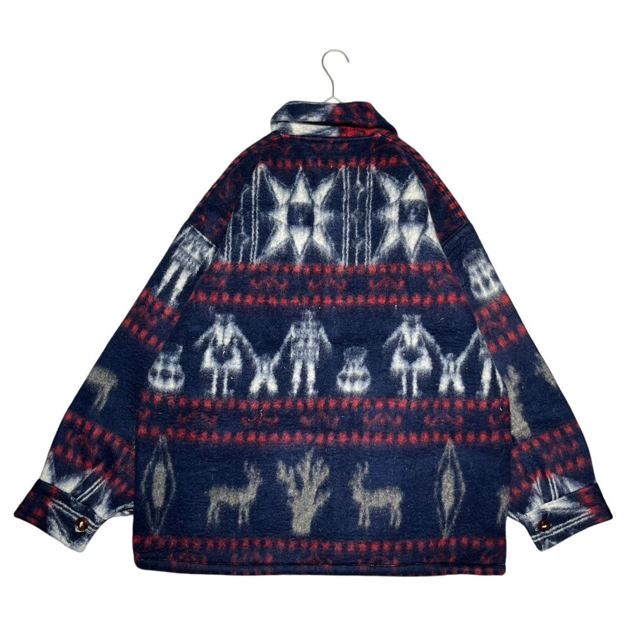 INDIGENOUS DESIGNS(インディアンデザインズ) Ecuadorian made Indian wool felt jacket エクアドル製 インディアン ウール フェルト ジャケット L ネイビー 環境保護 オーガニック サスティナブル