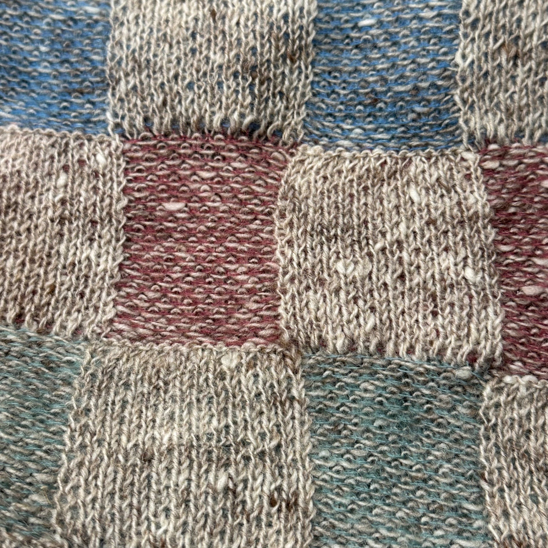 VINTAGE(ヴィンテージ) 70~80's Mohair-Blend Checked Wool Cardigan 70~80年代 モヘア混 チェック ウール カーディガン 表記無(L程度) ブルー×ベージュ×レッド ヴィンテージ モヘア 24% モヘヤ