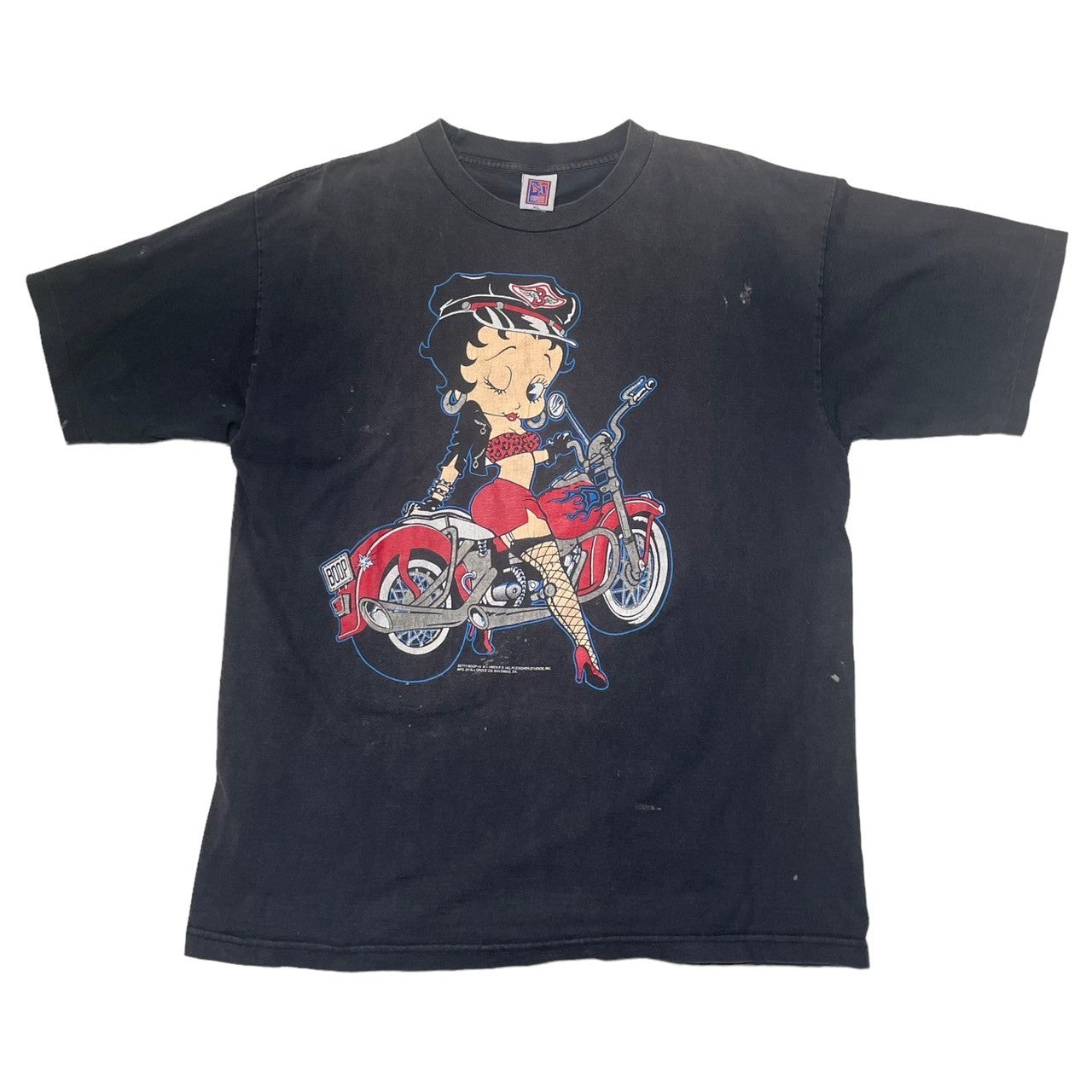 VINTAGE(ヴィンテージ) 1992©”BETTY BOOP”Motorcycle T-shirt/ヴィンテージTシャツ/バイク/ベティーちゃん XL ブラック CROCE COMPONYボディ/TM&©1992K.F.S