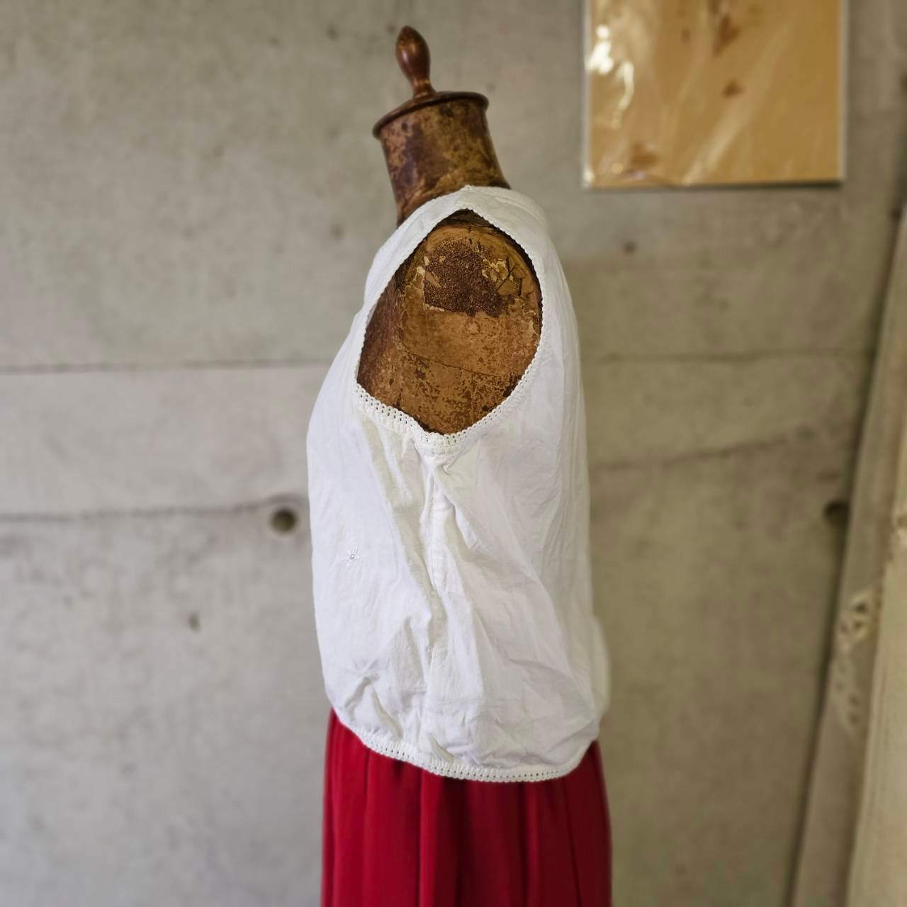 vintage(ヴィンテージ) silver stich and lace vest 刺繍とレースの前開きベスト ブラウス 表記無し(M~Lサイズ程度) ホワイト(刺繍:シルバー)