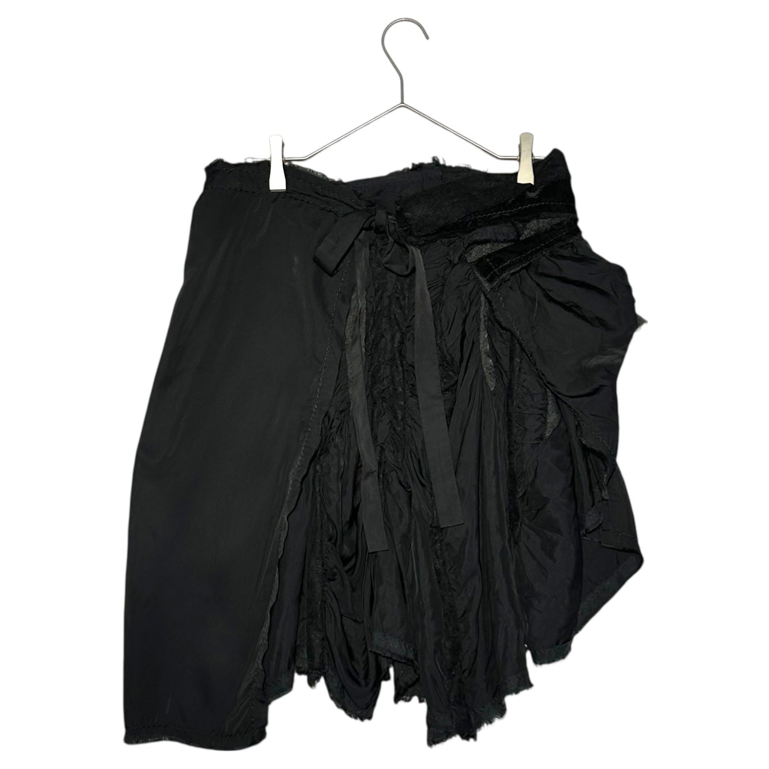 tricot COMME des GARCONS(トリココムデギャルソン) 05AW Mixed Material Lace Frill Wrap Skirt 異素材 レース フリル ラップ スカート TP-S024 FREE ブラック キュプラ アーカイヴ