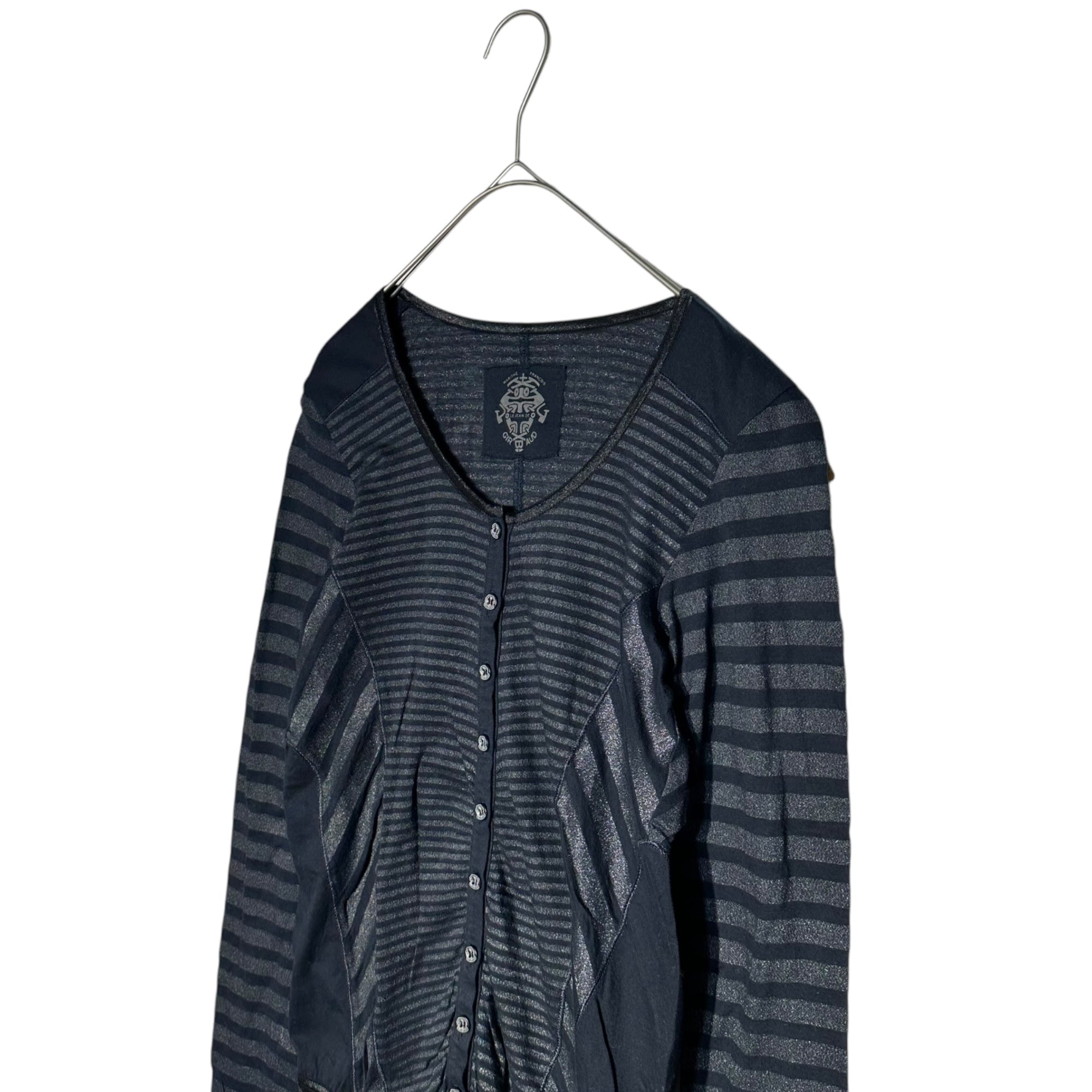 MARITHE FRANCOIS GIRBAUD(マリテフランソワジルボー) 00's Border Different Fabric Docking Cardigan ボーダー 異素材 ドッキング カーディガン Y2K M ネイビー