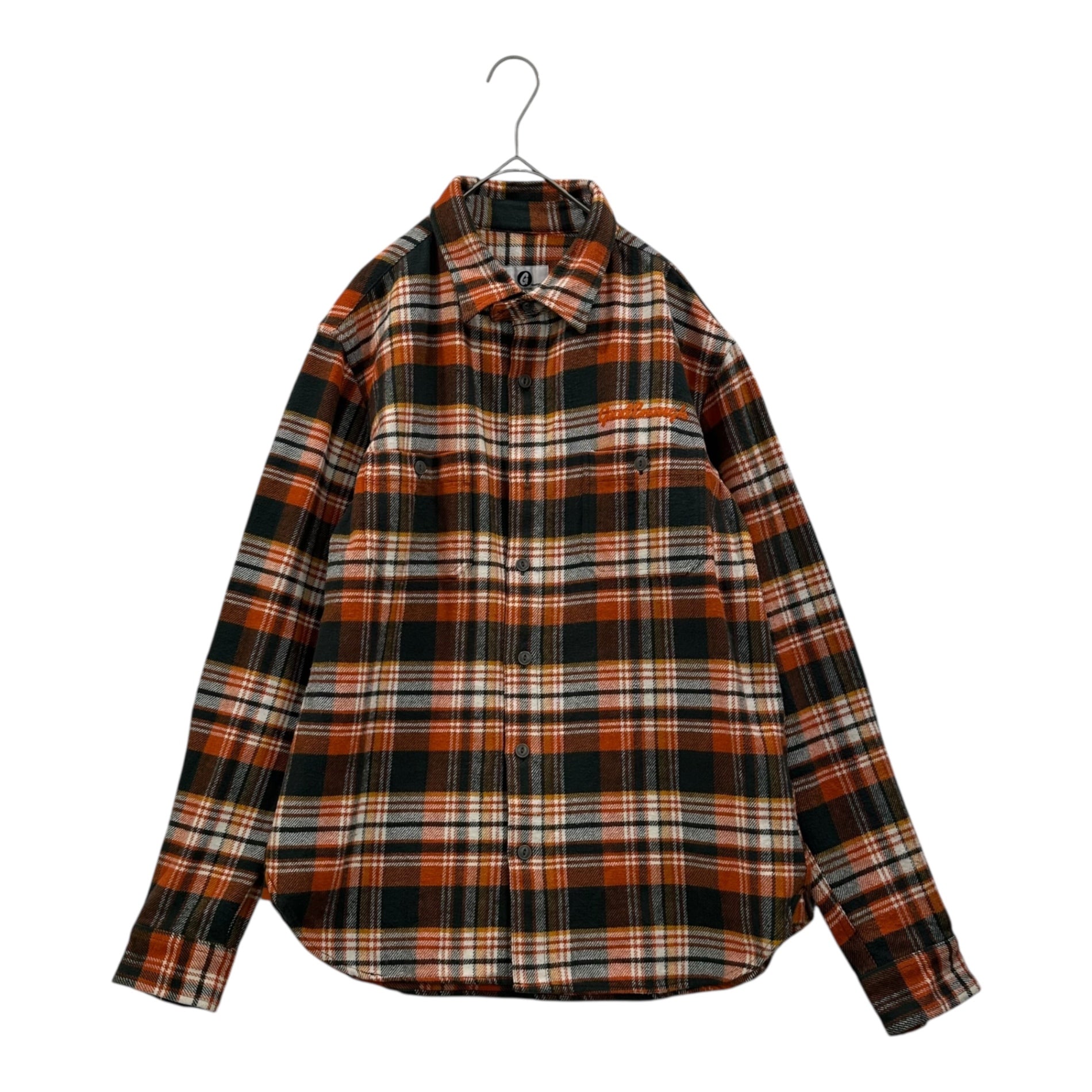 GOODENOUGH(グッドイナフ) Logo Stitch Heavy Cotton Flannel Shirt ロゴ ステッチ ヘビー コットン ネルシャツ GE-113026 3(L程度) オレンジ 復刻アイテム