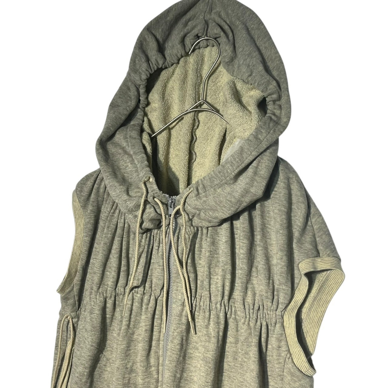 gomme(ゴム) 00's Gimmick gathered N/S hoodie ギミック ギャザー ノースリーブ ジップ パーカー 表記無し(FREE) グレー Y2K