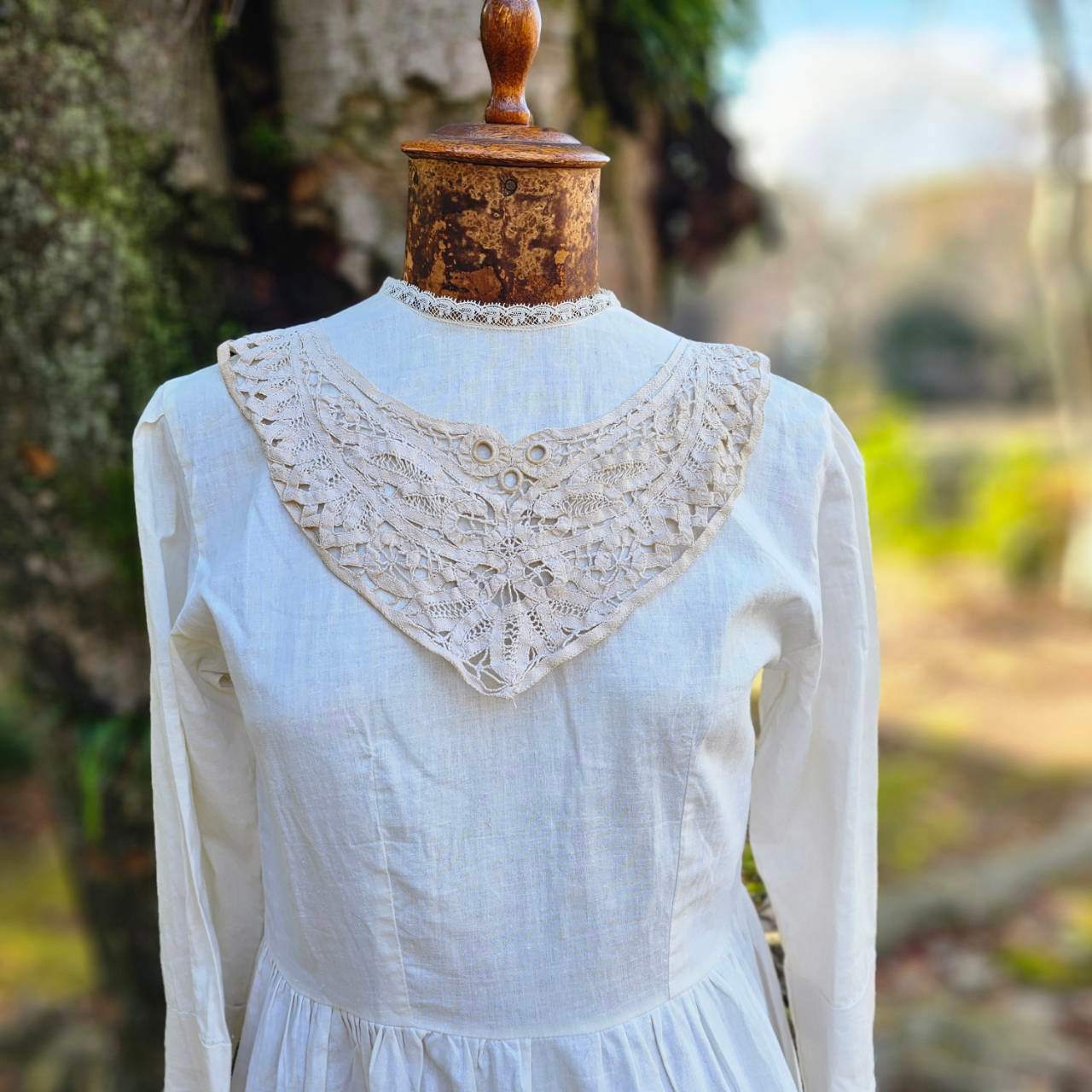 Euro vintage(ヨーロッパヴィンテージ) cotton neck collar コットンのつけ襟(被りタイプ) ベージュ(後染め)