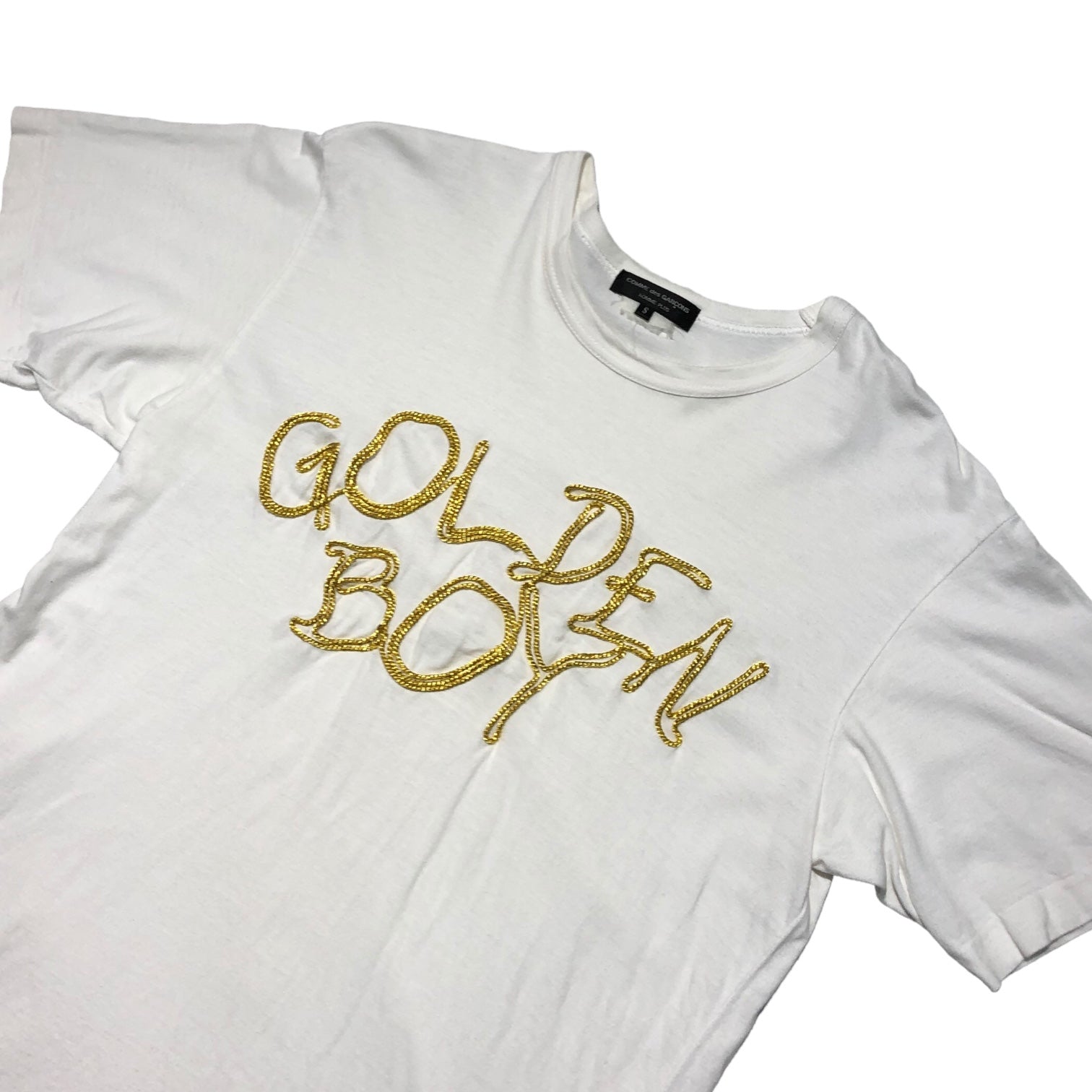 COMME des GARCONS HOMME PLUS(コムデギャルソンオムプリュス) 07SS "GOLDEN BOY" embroidered logo t-shirt ゴールデン ボーイ 刺繍 ロゴ Tシャツ PS-T035 S ホワイト×ゴールド AD2006
