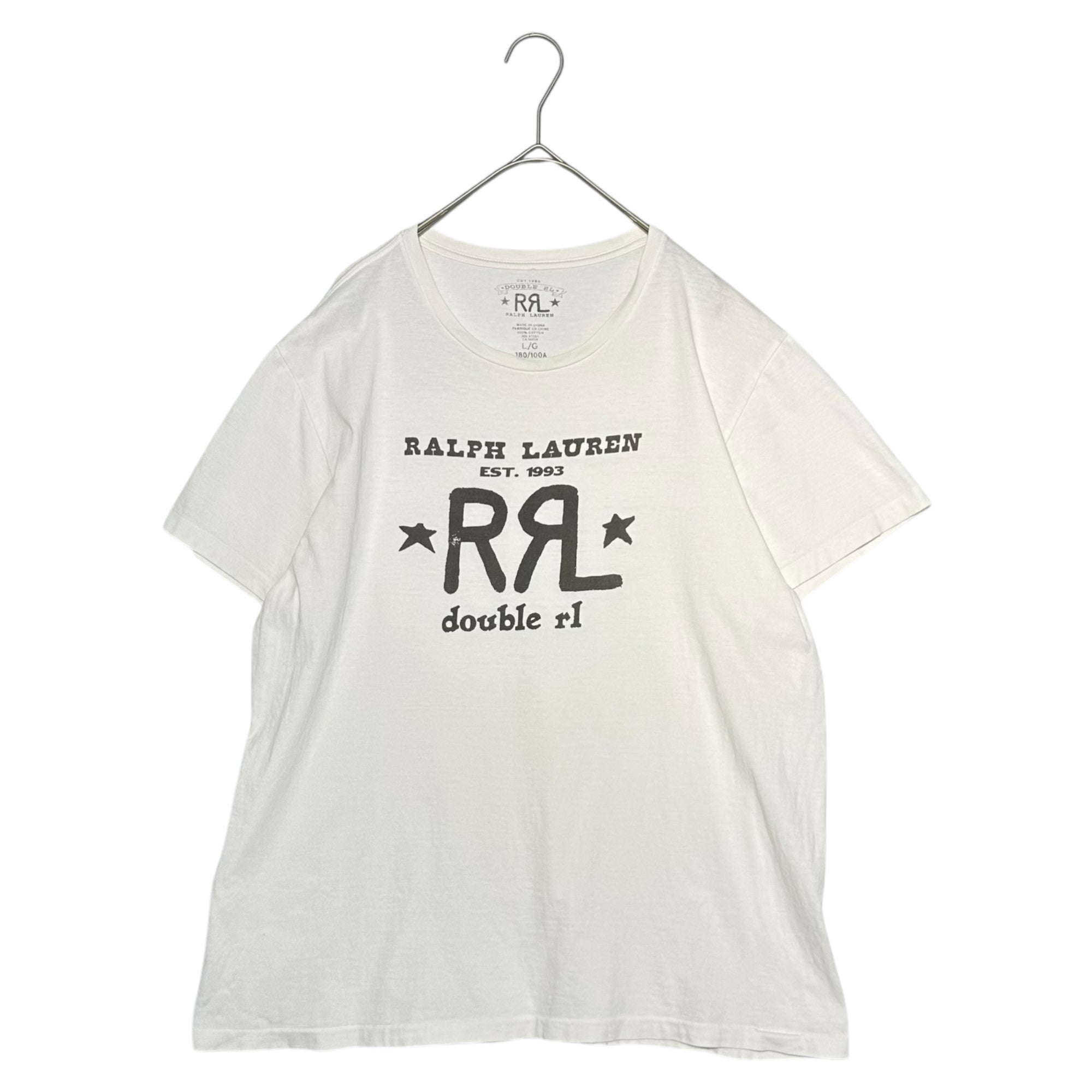 RRL(ダブルアールエル) RRL” Front Logo Crew Neck T-Shirt 「RRL」 フロント ロゴ クルーネック Tシャツ L ホワイト×ブラック 品質表示タグ切取