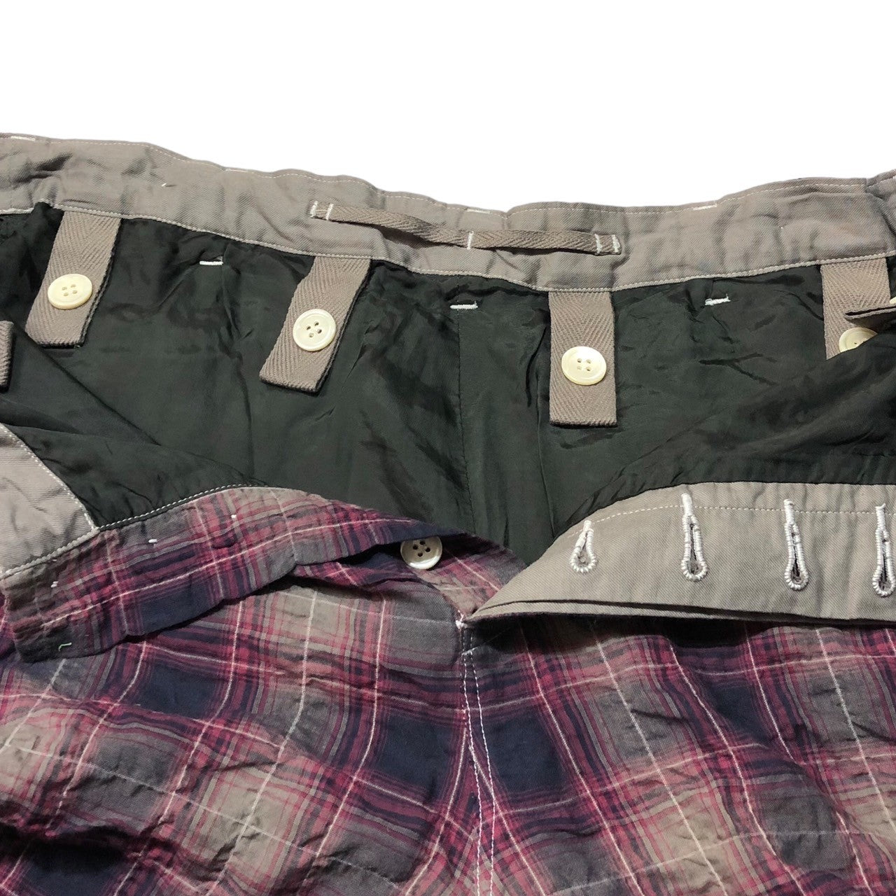 sacai(サカイ) 12SS cotton poly check shorts コットン ポリ チェック ショーツ ハーフパンツ 12-00251M SIZE 1(S) グレー×レッドパープル