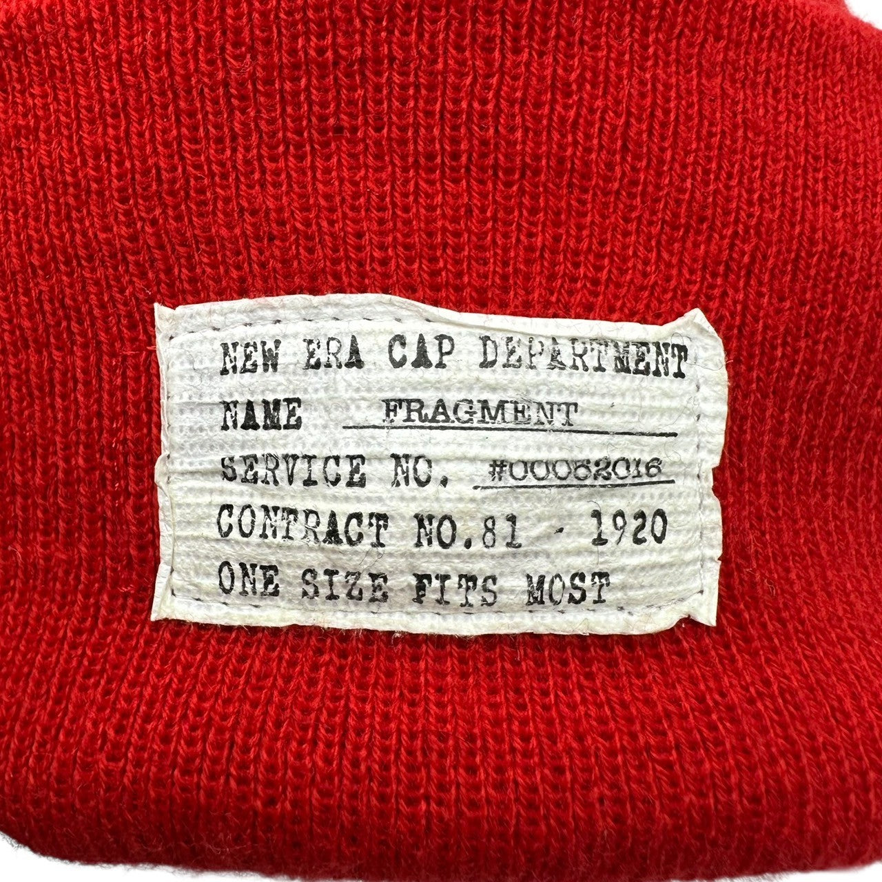 NEW ERA x Fragment Design(ニューエラ × フラグメント デザイン) Patch Logo Knit Cap パッチ ロゴ ニット帽 レッド×ホワイト
