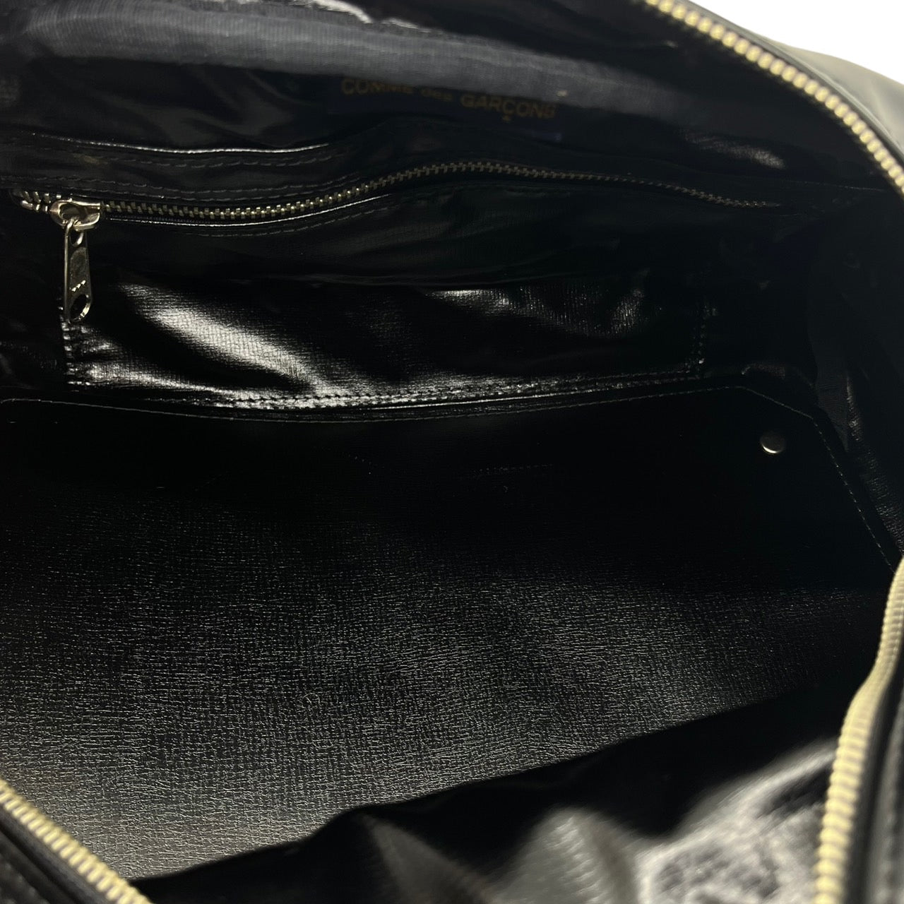 COMME des GARCONS(コムデギャルソン) オールドテキストロゴマディソンバッグ/00S/稀少/PVC/ボウリングバッグ GI-K202 ブラック×ホワイト