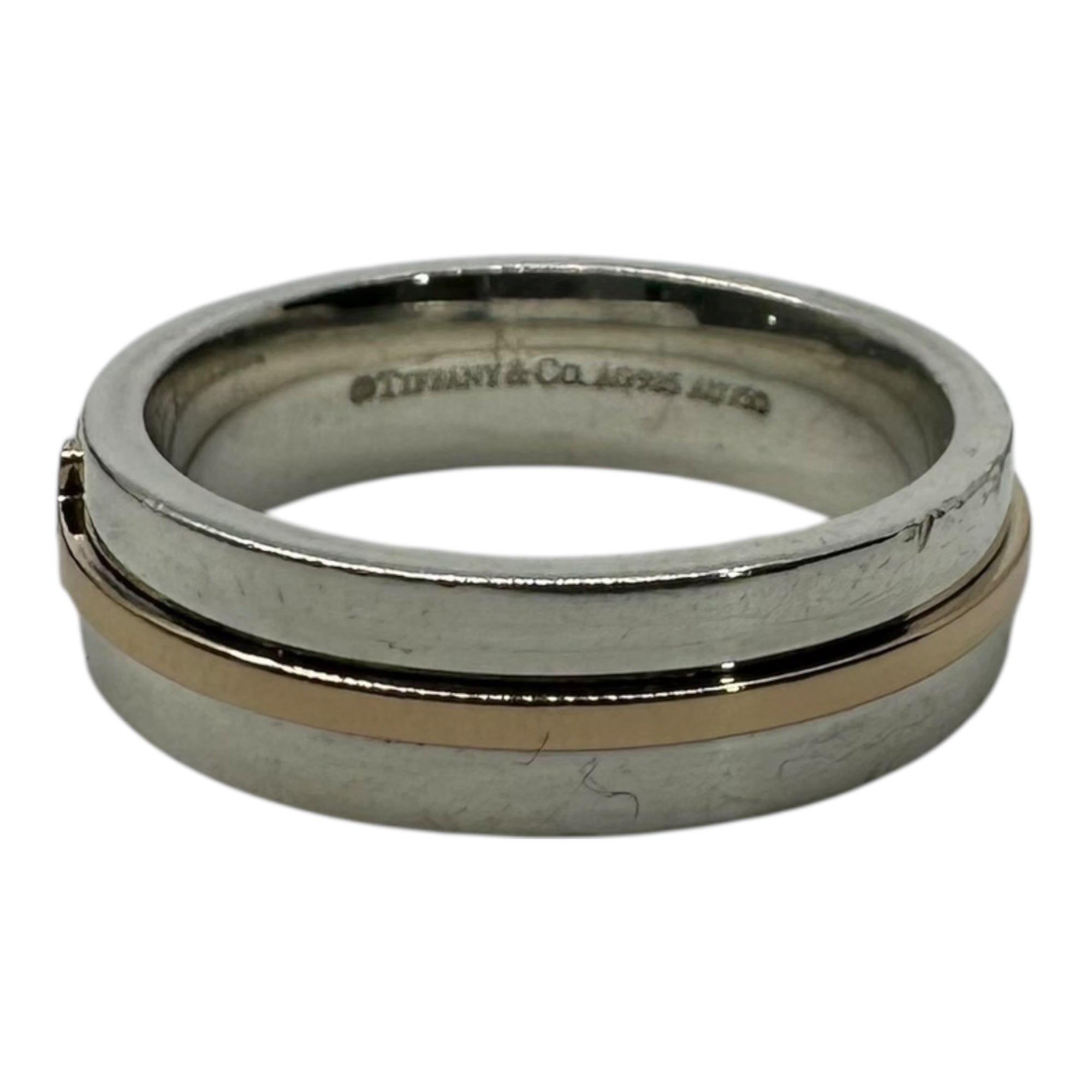 TIFFANY & CO.(ティファニー) AU750 AG925 T Wide Ring T ワイド リング 18.5号 シルバー×ゴールド コンビ 指輪 トゥー T TWO