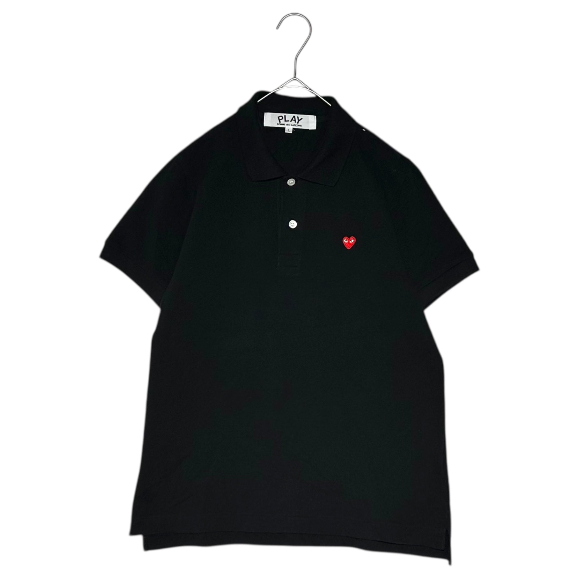 PLAY COMME des GARCONS(プレイコムデギャルソン) 14SS Heart Logo Polo Shirt ハートロゴ ポロシャツ AZ-T203 L ブラック×レッド AD2013