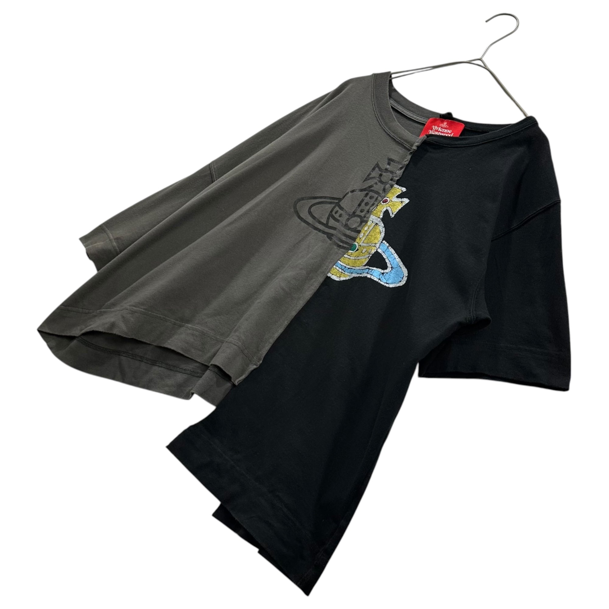Vivienne Westwood RED LABEL(ヴィヴィアンウエストウッドレッドレーベル) Reconstructed Orb Print Short-Sleeve T-Shirt 再構築 オーブ プリント ショートレングス Tシャツ 17-12-341016 00 カーキ×ブラック 男性着用可能