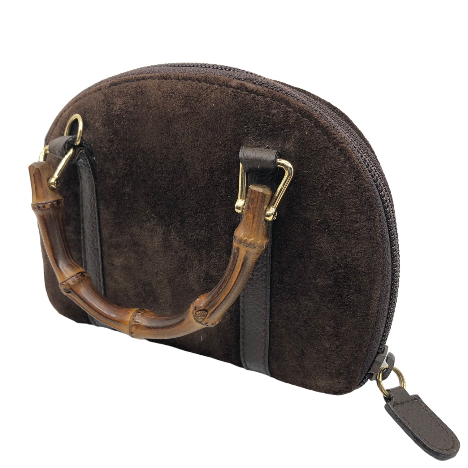 GUCCI(グッチ) OLD GUCCI 2WAY mini suede bamboo shoulder bag ミニ スウェード バンブー ショルダー バッグ 913021-620306 ブラウン 箱付き