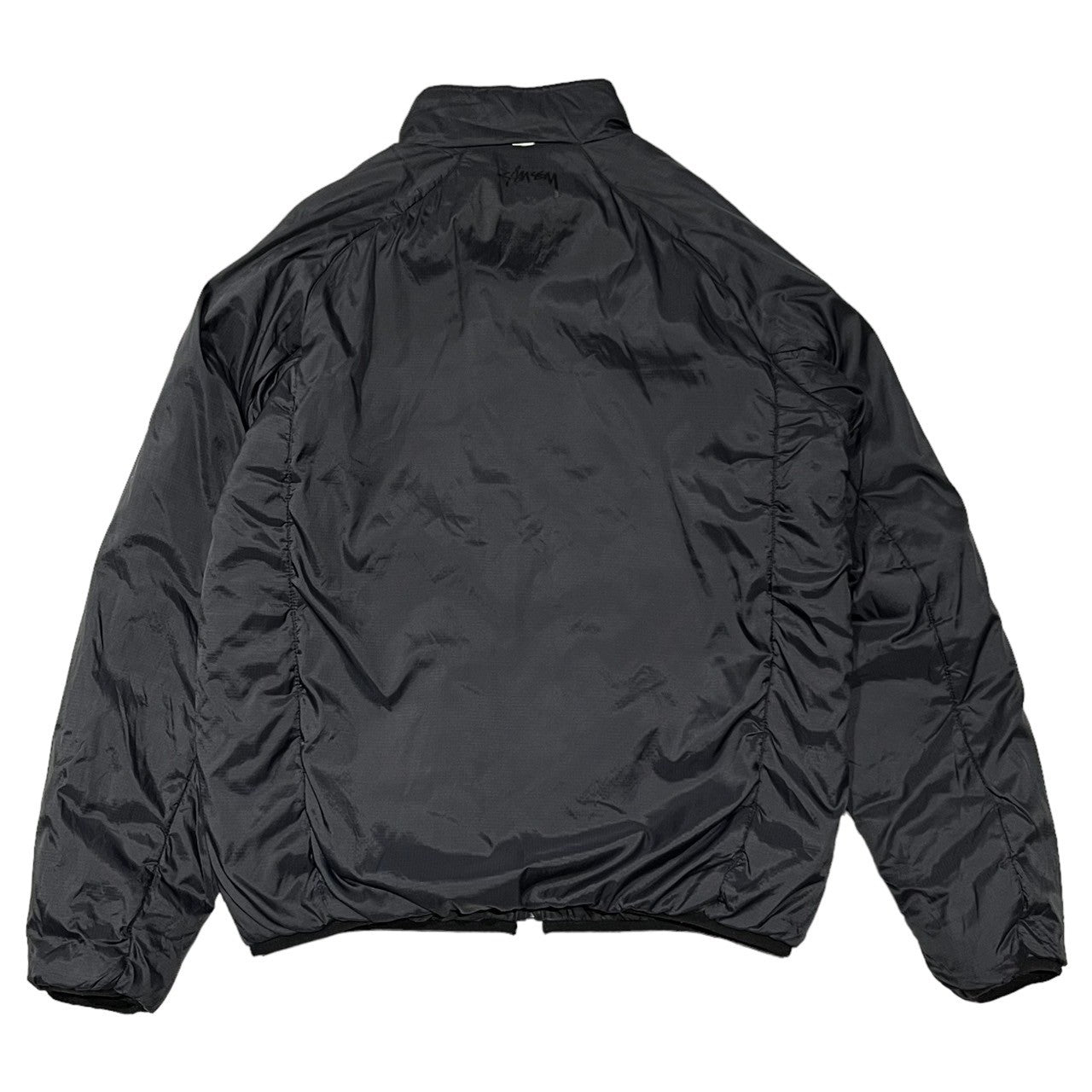 STUSSY(ステューシー) 00's "THERMOLITE"reversible logo jacket 筆記体 ロゴ 総柄 中綿 リバーシブル ジャケット SIZE M ブラック×ブラック Y2K THERMOLITE 使用