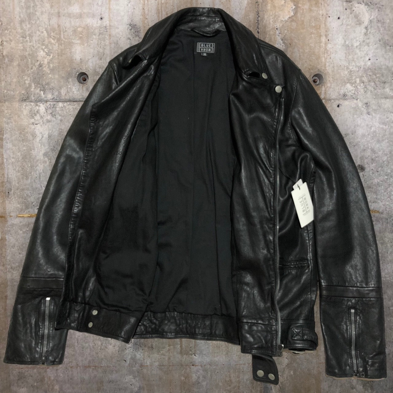 BLUE WORK(ブルーワーク) ラムレザーダブルライダースジャケット 54-08-54-08103 L ブラック