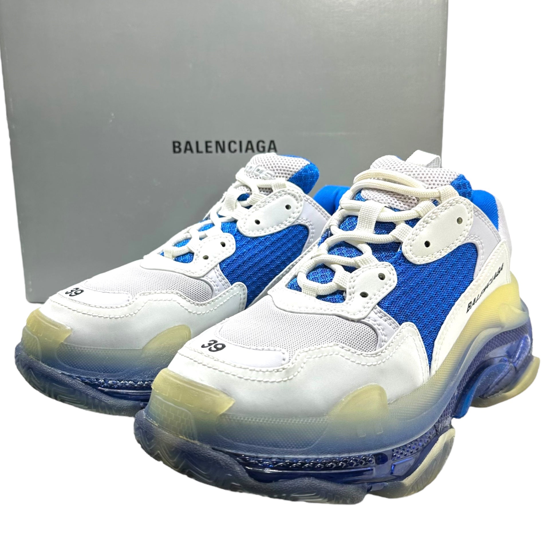 BALENCIAGA(バレンシアガ) Triple S トリプルS 544351 39(26cm) ホワイト×ブルー 厚底 ダッド ボリューム スニーカー