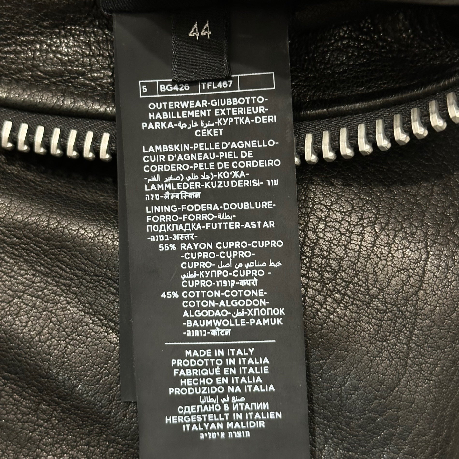 TOM FORD(トムフォード) Zip-Up Leather Jacket ジップアップ レザー ジャケット TFL467 44 ブラック