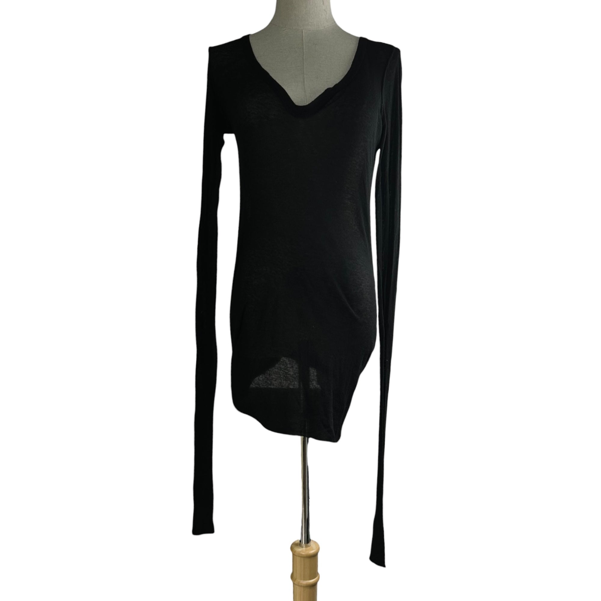 Rick Owens(リックオウエンス) 18SS Deep V-Neck Sheer Super Long Sleeve Knit Top 深 Vネック シアー スーパーロング スリーブ カットソー LI18S9108-R 38(M程度) ブラック LILIES