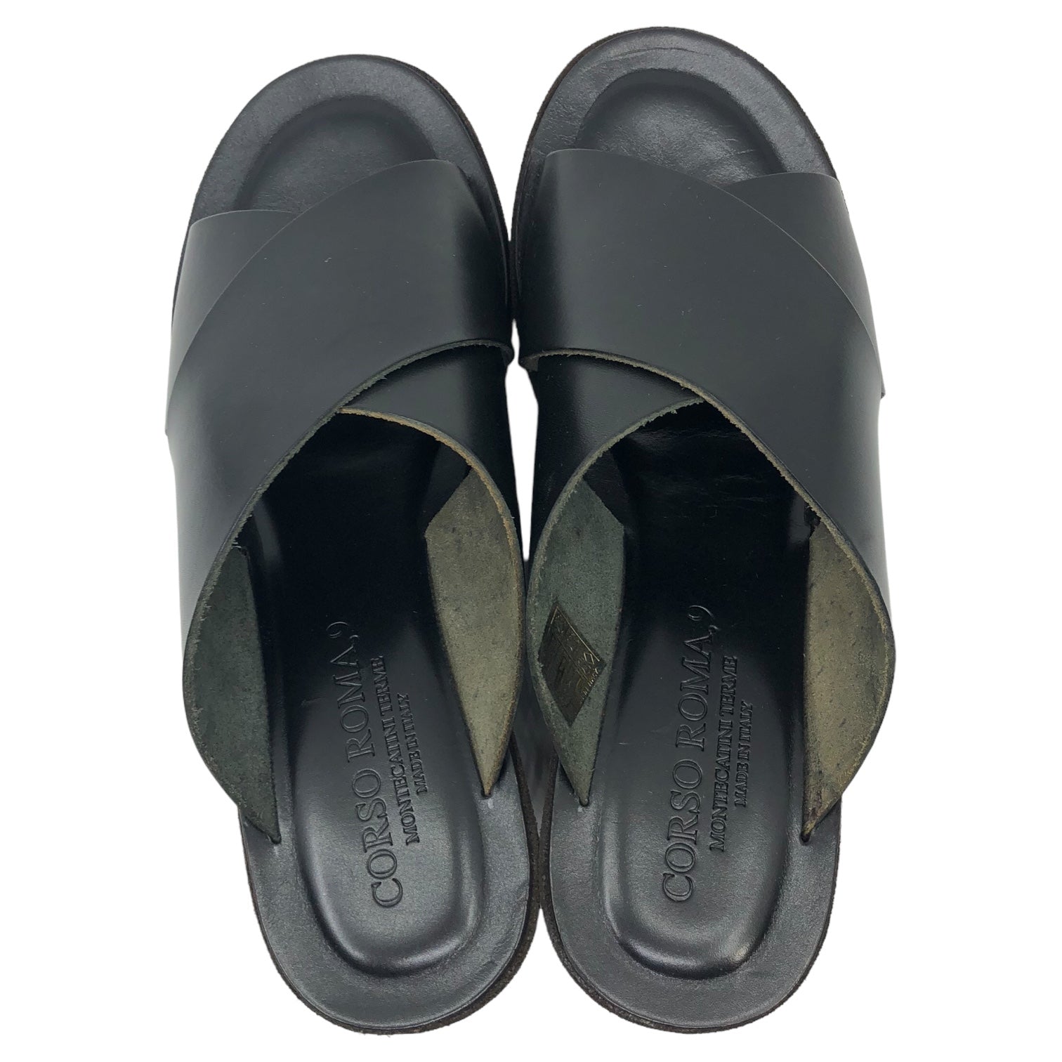 CORSO ROMA,9(コルソローマ) platform cross sandals プラットフォーム クロス サンダル 8117 38(24~24.5cm程度) ブラック IENA等取扱 参考定価17,600円(税込)