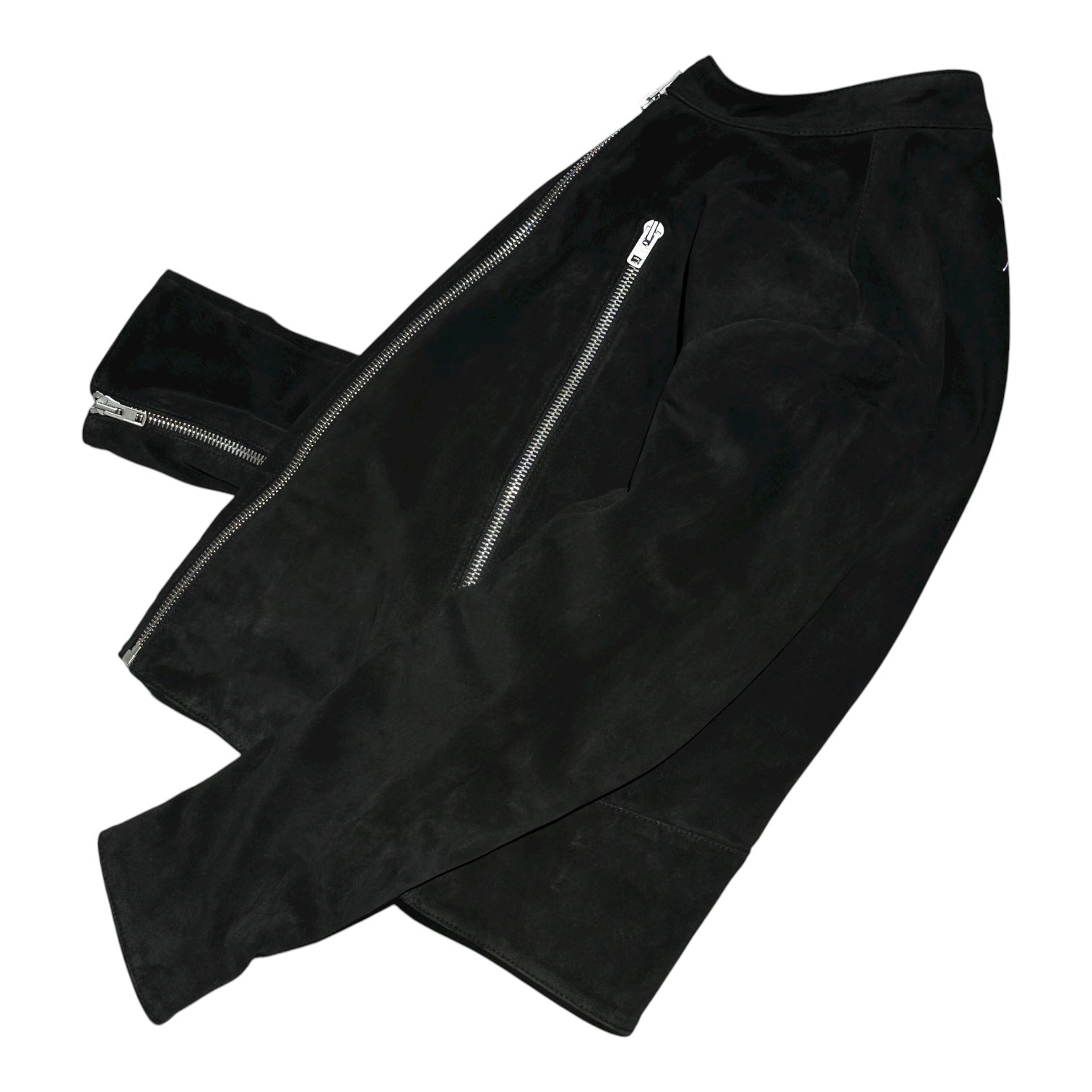 MAISON MARGIELA(メゾンマルジェラ) 24AW 5ZIP LEATHER JACKET - Black Suede 5ジップ レザー ジャケット スウェード S50AM0622 46(S程度) ブラック 八の字 ライダース