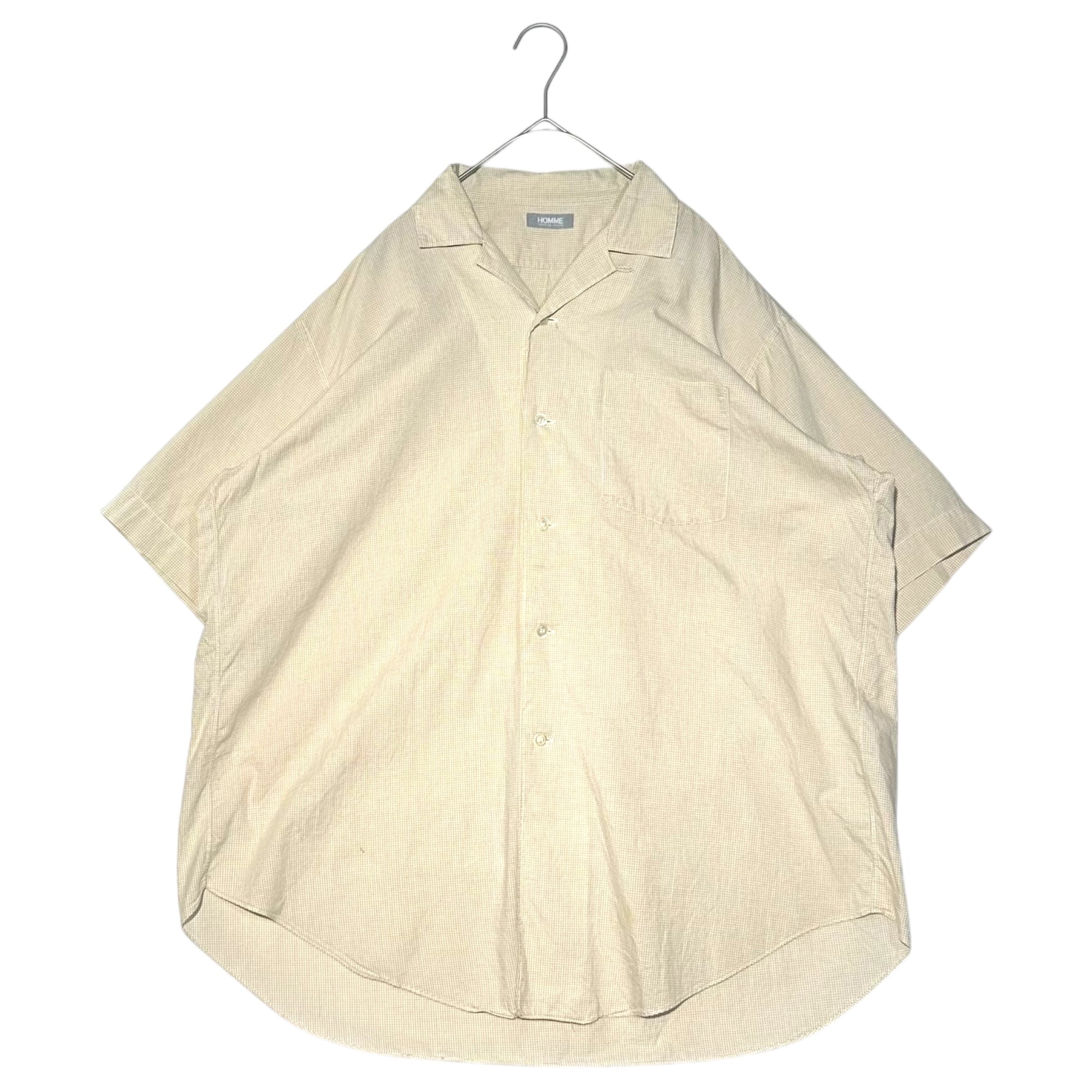 COMME des GARCONS HOMME(コムデギャルソンオム) 78~83's Big Homme Open Collar S/S Oversized Shirt デカオム 開襟 半袖 オーバーサイズ シャツ 表記無(XL程度) ベージュ 70's~80's 70年代~80年代 川久保玲本人期