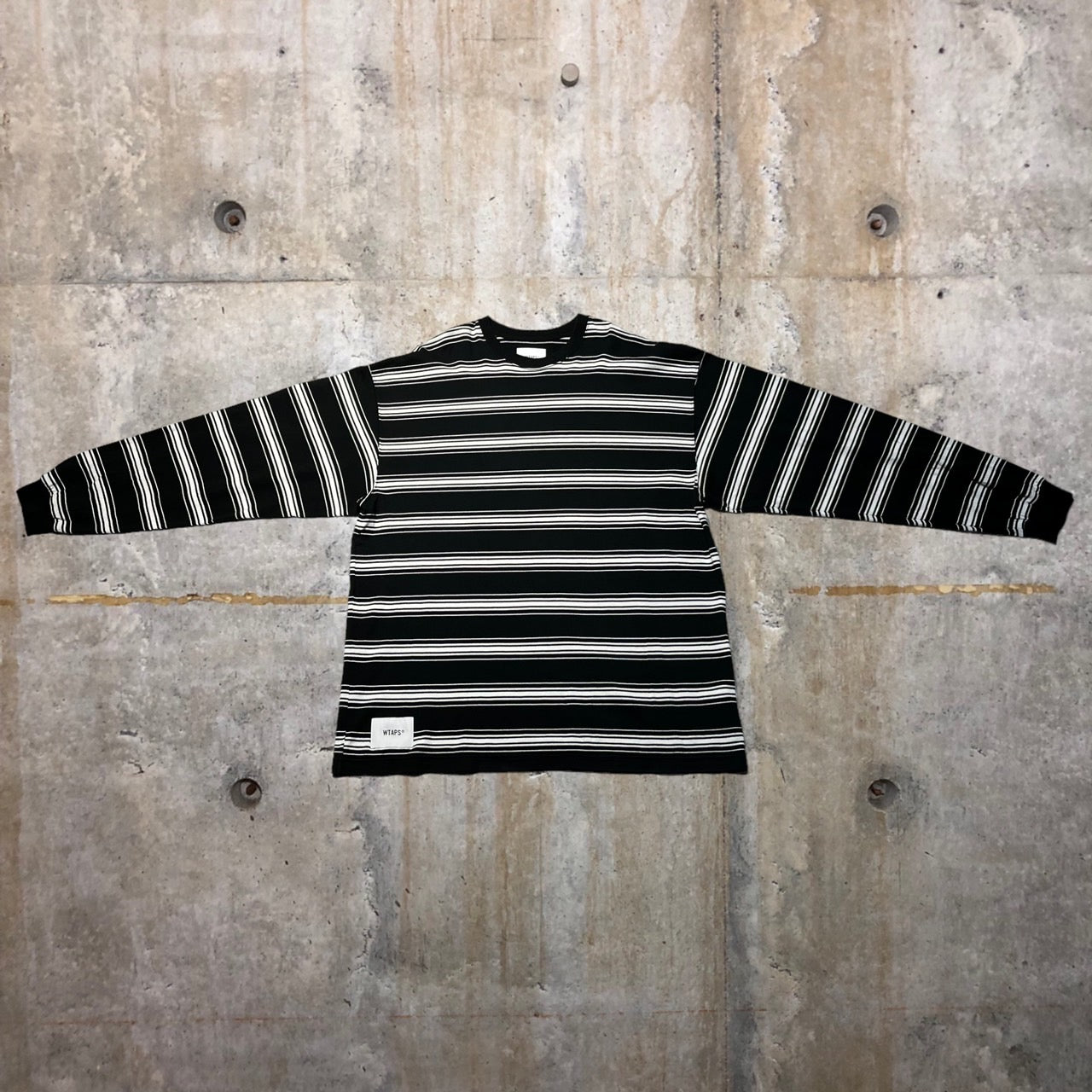 WTAPS(ダブルタップス) 22AW BDY 01 / LS / COTTON. TEXTILE/ボーダー長袖カットソー 222ATDT-CSM13 X03 ブラック
