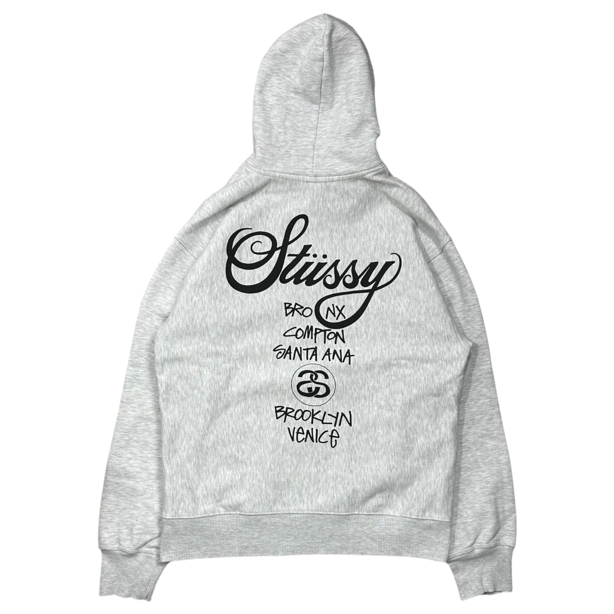STUSSY(ステューシー) World Tour Hoodie ワールドツアー フーディ M ライトグレー