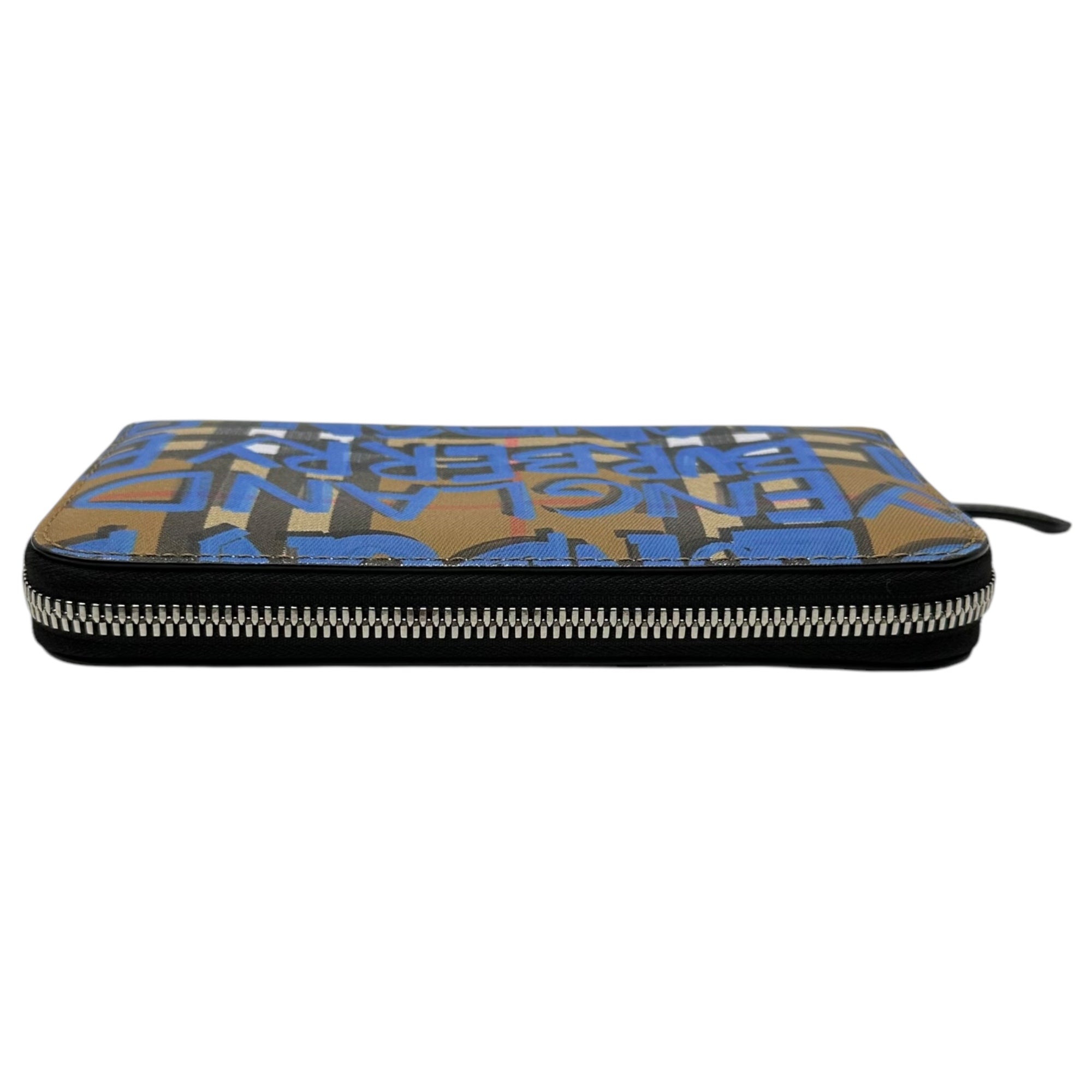 BURBERRY(バーバリー) 18AW Graffiti Nova Check Round Zip Wallet グラフィティ ノヴァ チェック ラウンド ジップ ウォレット TIVTIT1265 ブラウン×ブルー 長財布