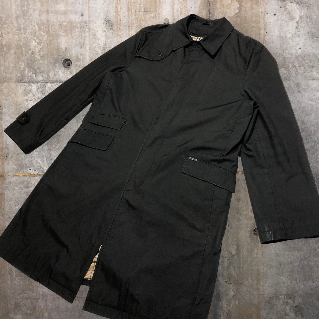 BURBERRY BLACK LABEL(バーバリーブラックレーベル) ノヴァチェックライニングステンカラーコート/キルティングライナー付 BMA10-304-09 L ブラック×ベージュ