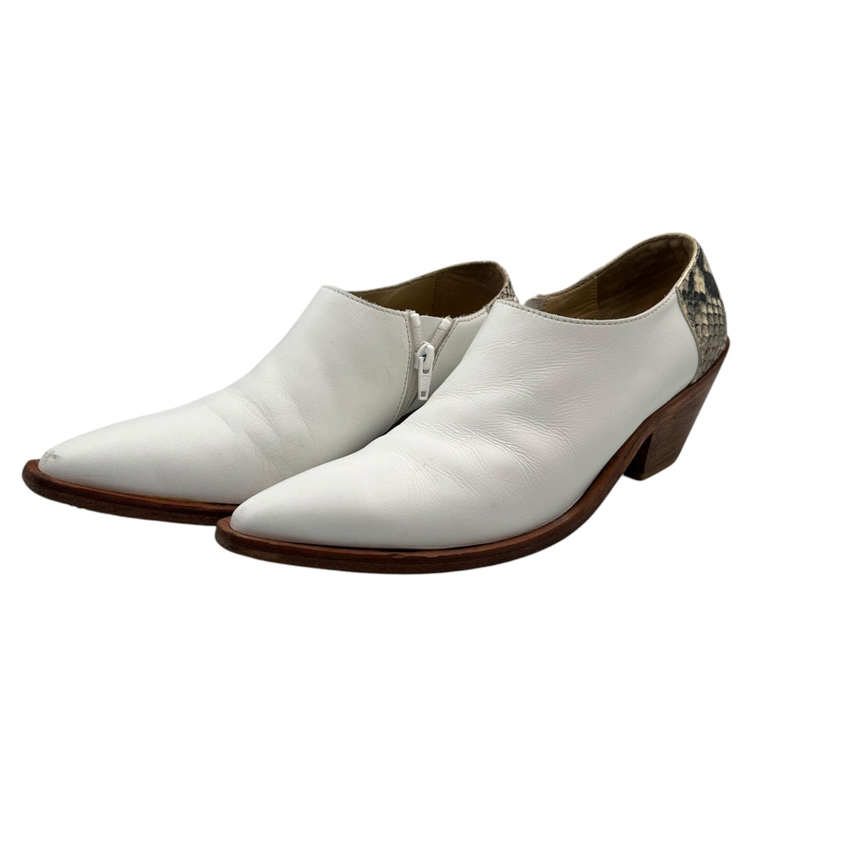 JUNYA WATANABE(ジュンヤワタナベ) Back-Python Paneled Pointed-Toe Leather Shoes バック パイソン 切替 ポインテッド トゥ レザー シューズ S(23.0cm程度) ホワイト