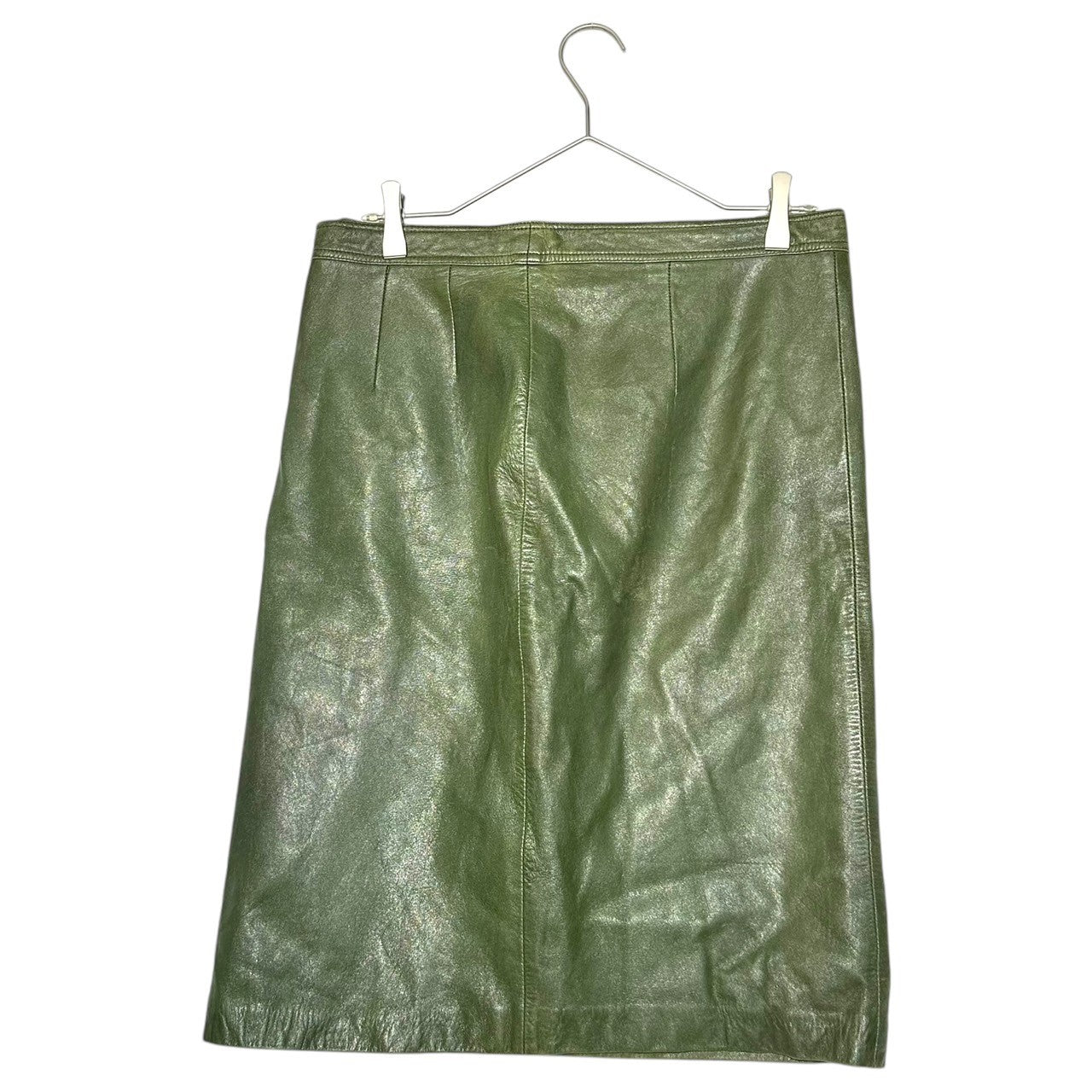 LOEWE(ロエベ) leather trapezoid skirt レザー 台形 スカート ダークグリーン