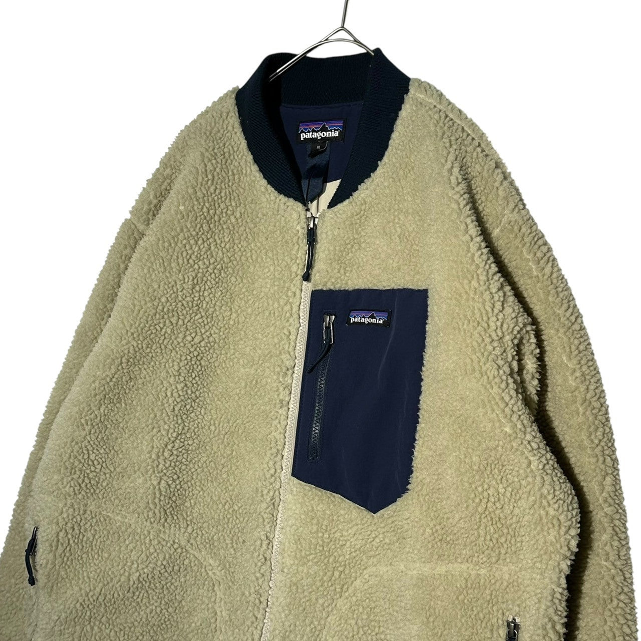Patagonia(パタゴニア) Retro-X Bomber Jacket レトロX ボンバー ジャケット STY22830 XL アイボリー×ネイビー フリース ブルゾン