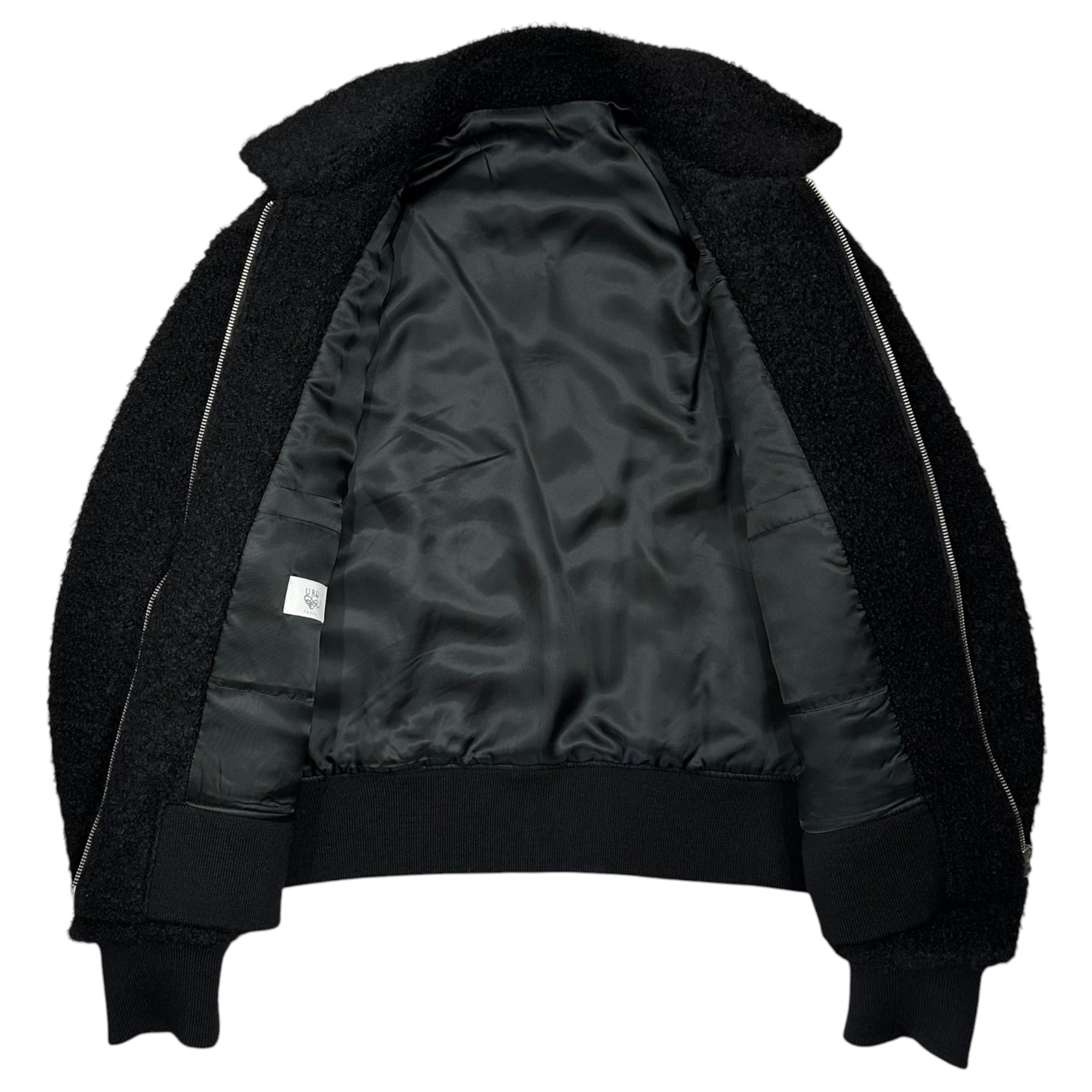 URU(ウル) 2025FW WOOL BOA ZIP UP BLOUSON ウール ボア ジップアップ ブルゾン 25FWB01 2(M程度) ブラック 2025AW 参考定価74,800円(税込)