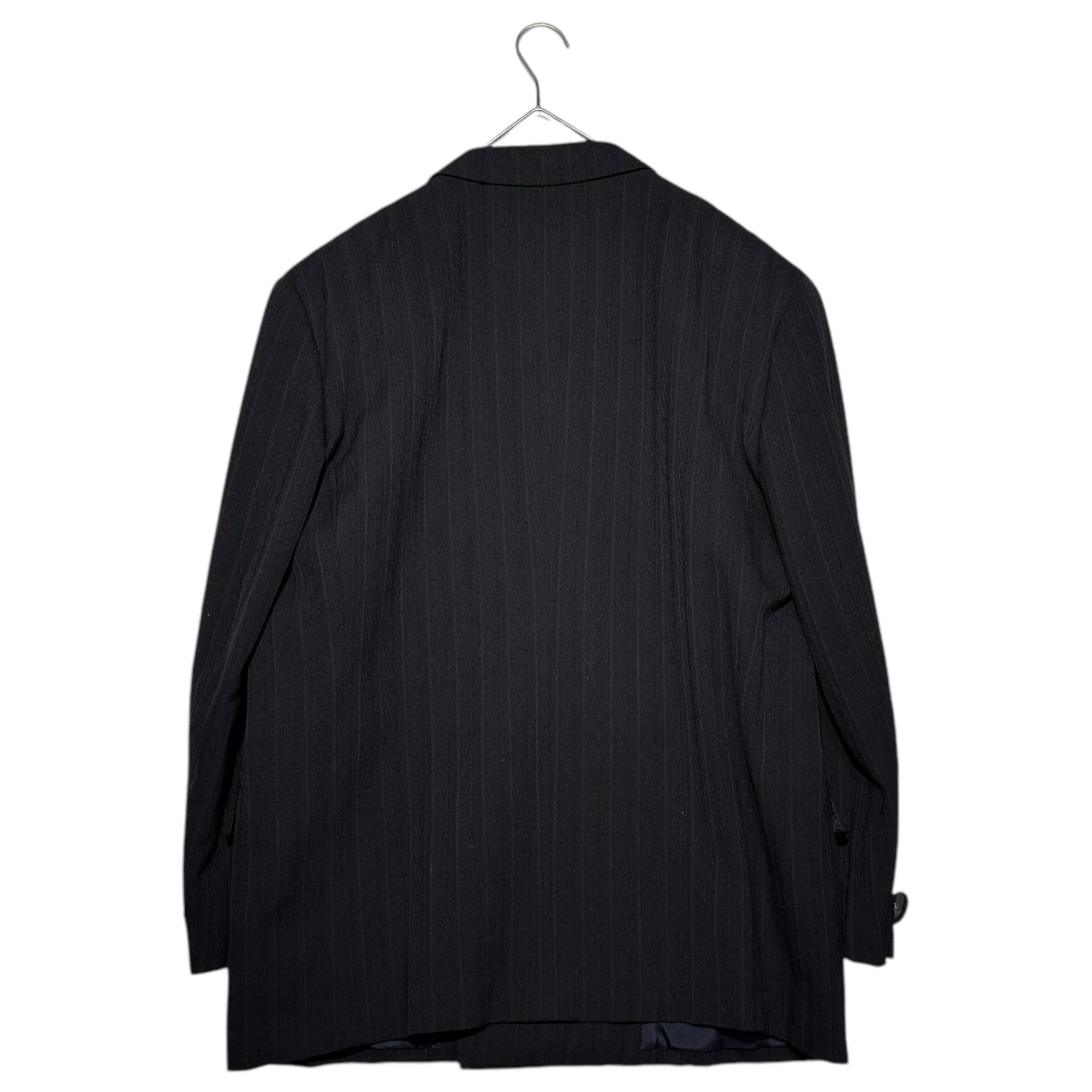 COMME des GARCONS HOMME PLUS(コムデギャルソンオムプリュス) 80's Striped Weave Double Tailored Tuxedo Jacket 80年代 ストライプ 織り ダブル テーラード タキシード ジャケット 川久保玲 本人期 PJ-05048M M ネイビー AD1988 稀少品