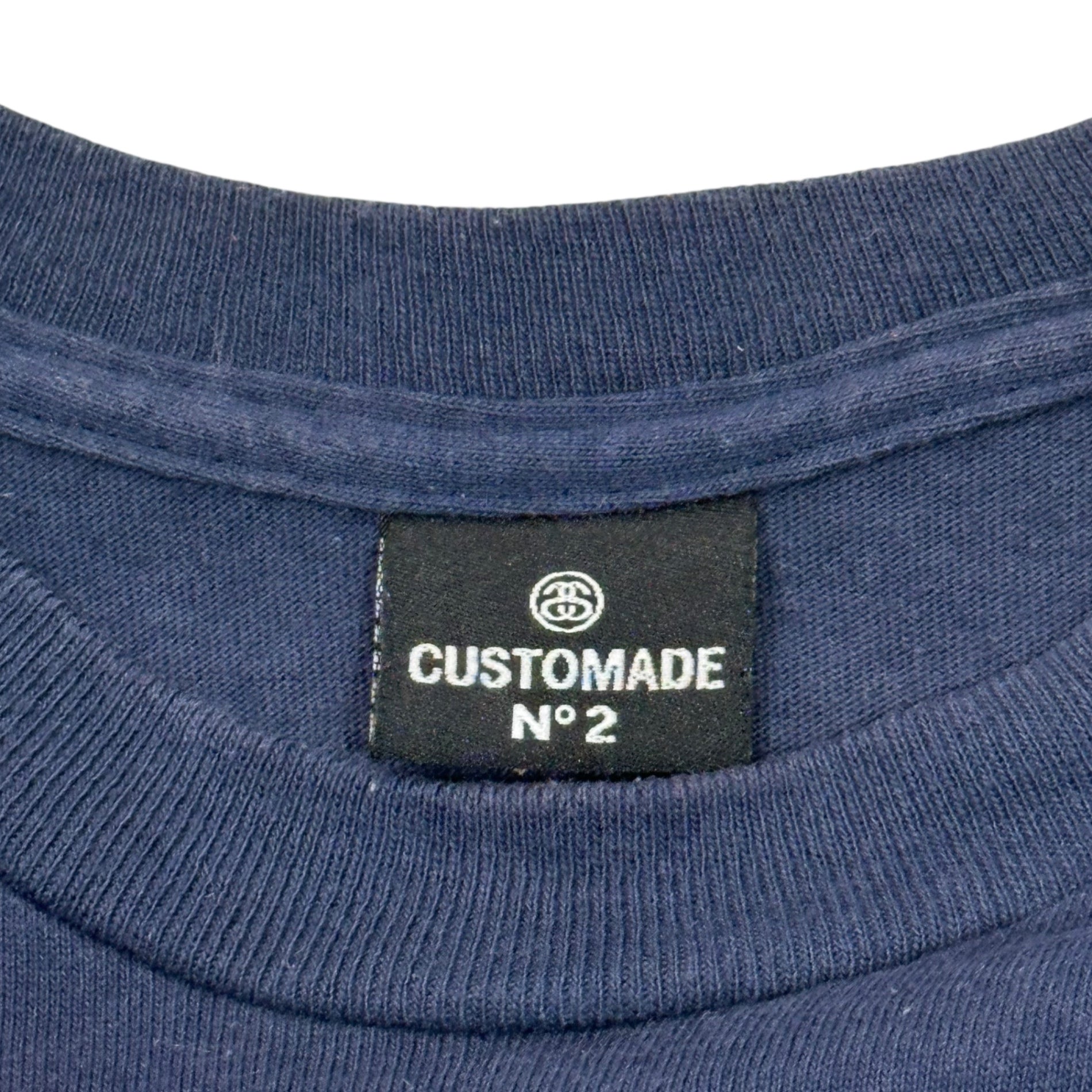STUSSY(ステューシー) 00's USA made CUSTOMADE Mountain Print Logo Crew Neck T-Shirt カスタムメイド 山岳 プリント ロゴ クルーネック Tシャツ 表記無(M程度) ネイビー×ブルー USA製