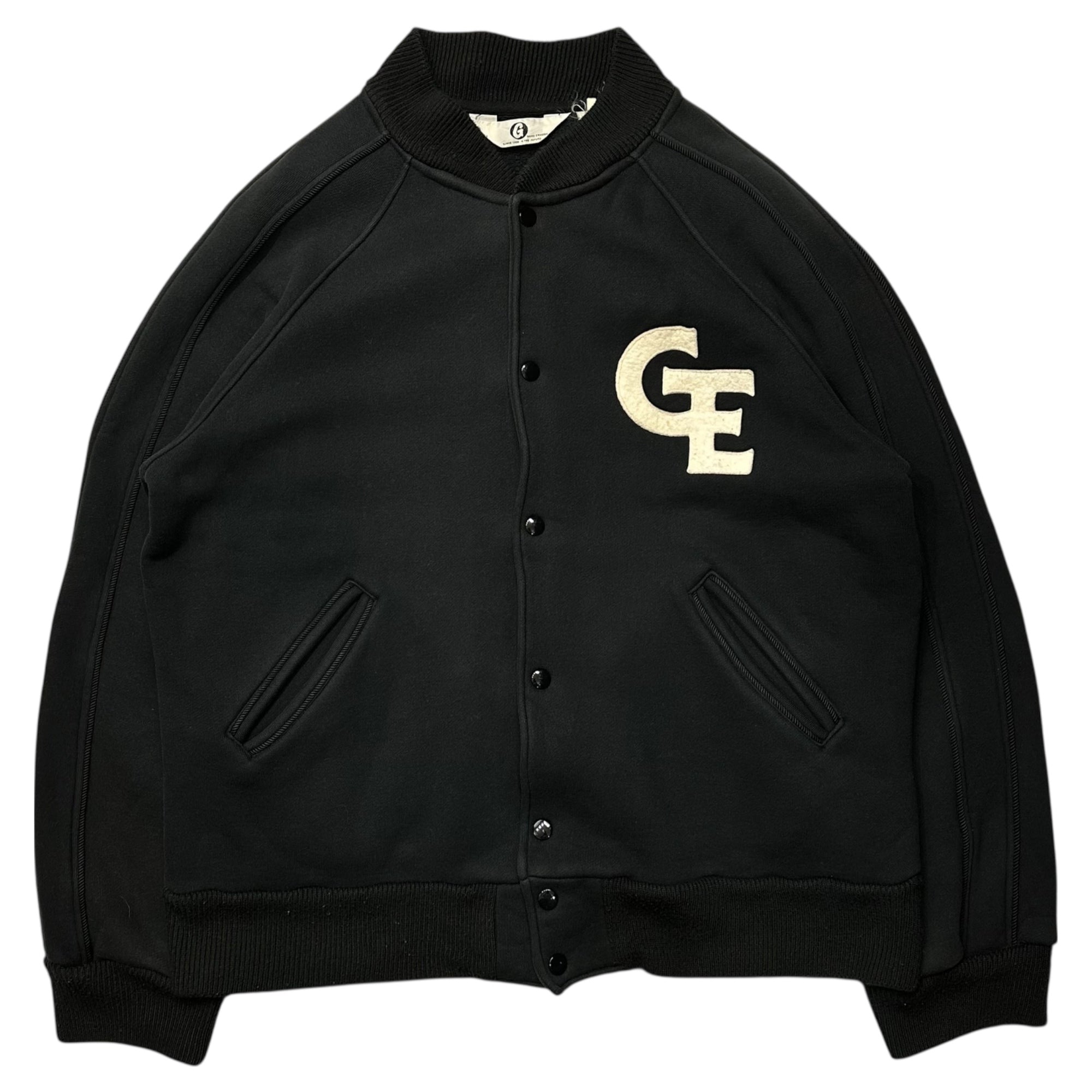 GOODENOUGH(グッドイナフ) 90's GE Felt Logo Snap Button Sweatshirt Stadium Jacket 90年代 フェルト ロゴ スナップボタン スウェット スタジャン L程度 ブラック 90年代オリジナル 裏原 藤原ヒロシ